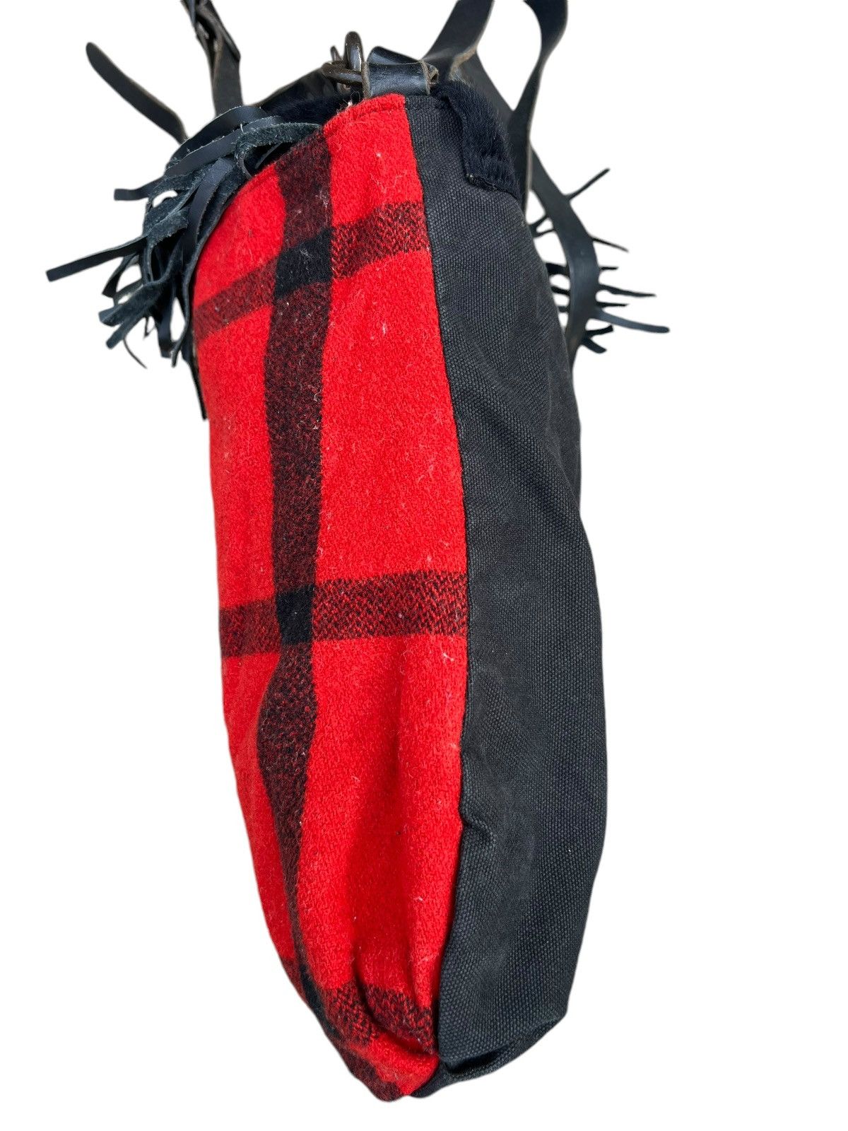 Leather Vintage Ralph Lauren Checks Wool Fringe Leather 2 Way Bag Size ONE SIZE - 12 Thumbnail