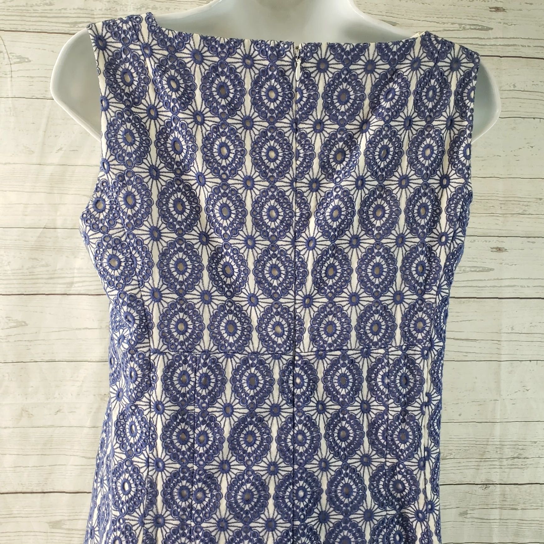 Vintage Kachel Womens Dress Sz 10 Blue/Purple White Embroidered Cutouts Sleeveless Dress Size L / US 10 / IT 46 - 5 Thumbnail