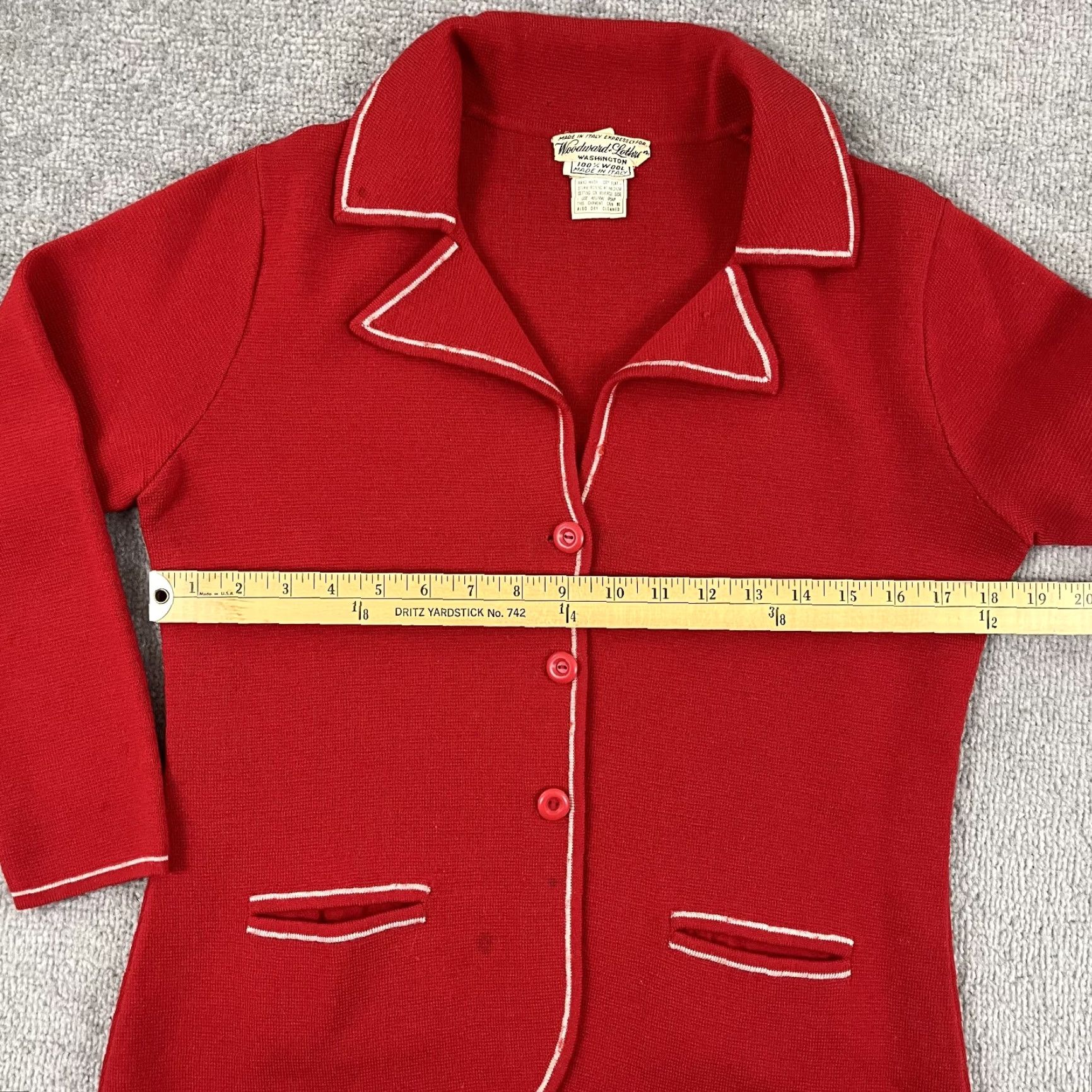 Vintage VINTAGE Woodward & Lothrop Sweater Womens M Red Wool Notched Grandpa Italy 80s Size M / US 6-8 / IT 42-44 - 4 Thumbnail
