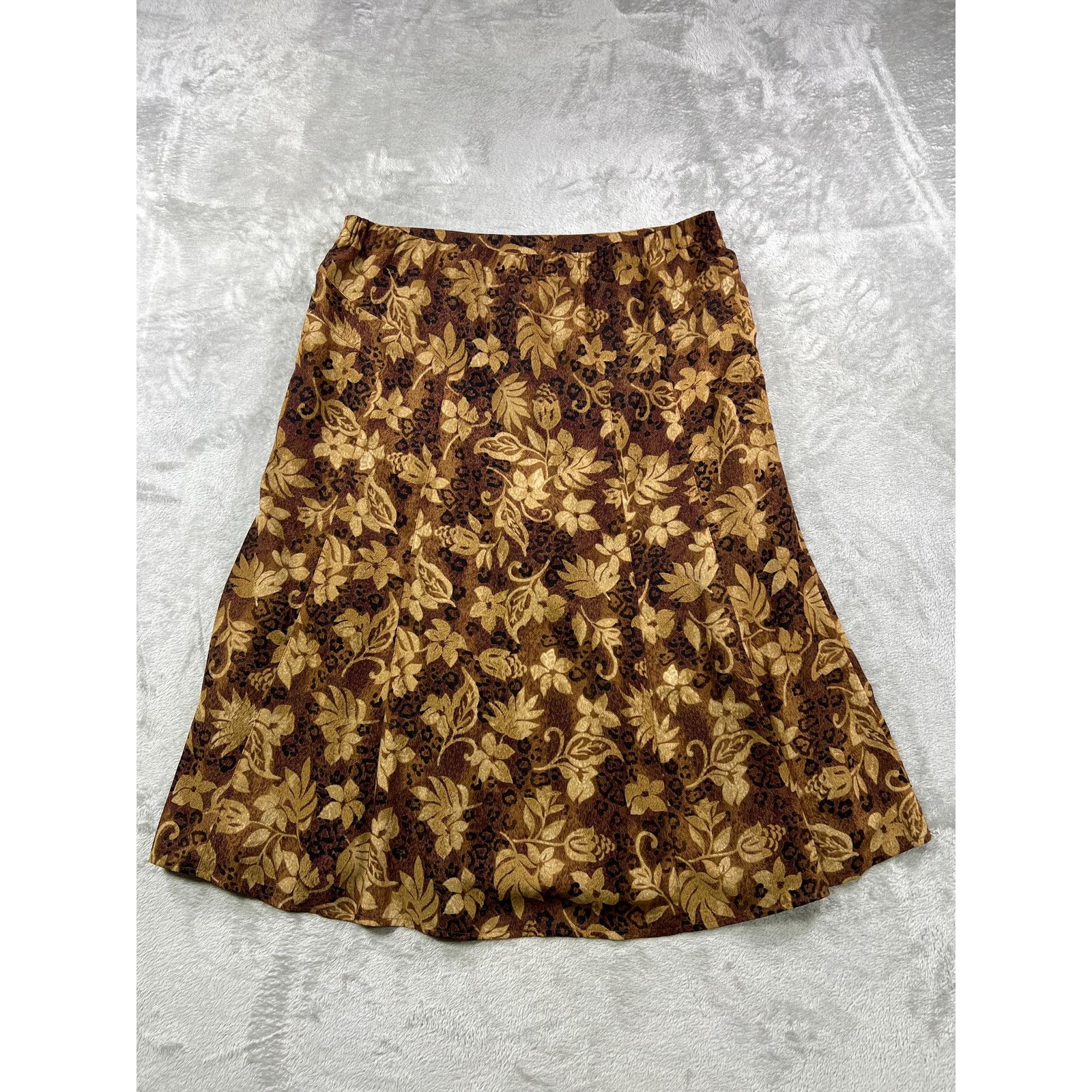 Other Brown Floral Leopard Midi Skirt 18 Boho Earth Tone A Line Size 40" / US 18 - 7 Thumbnail