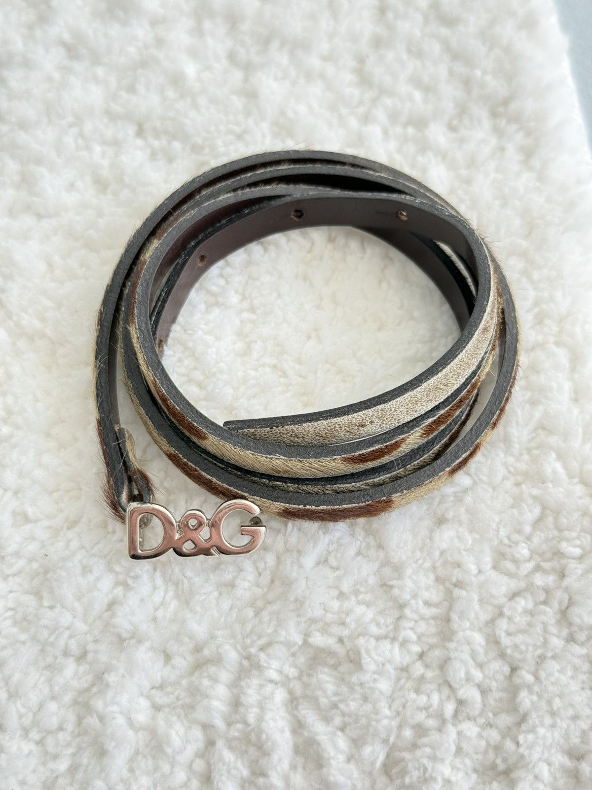 Dolce & Gabbana Dolce & Gabbana Leopard Haircalf Skinny Belt D&G Logo Size ONE SIZE - 2 Thumbnail