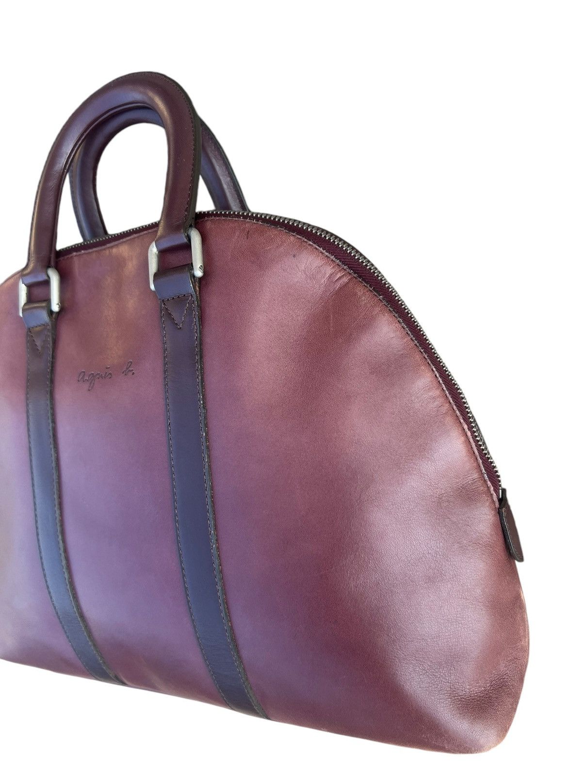 agnes b. Vintage Agnes B. Voyage Distress Fade Patina Leather Bag Size ONE SIZE - 6 Thumbnail