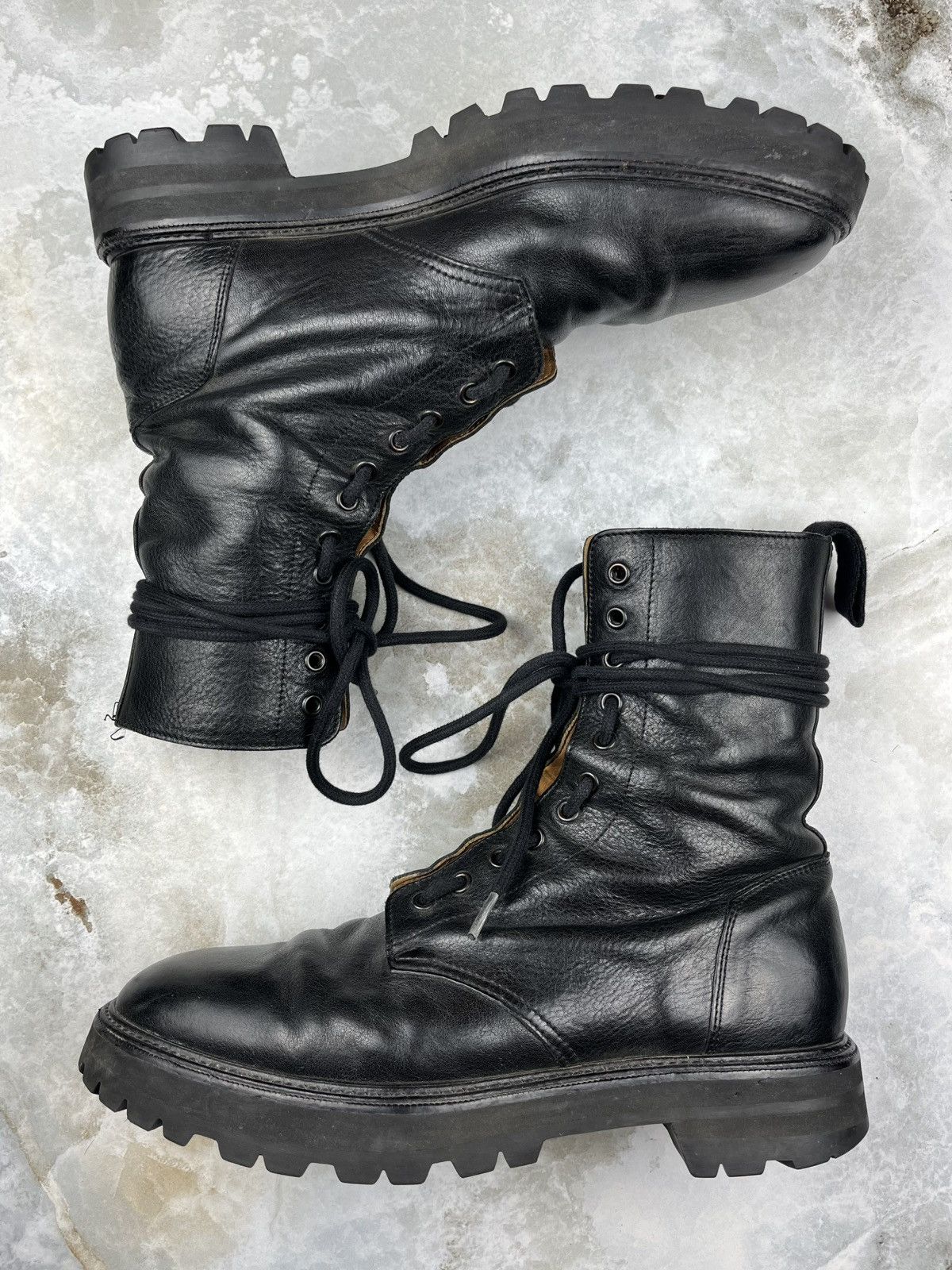 Maison Margiela SS18 Maison Margiela Lug Sole Black Leather Combat Boots Size US 9 / EU 42 - 4 Thumbnail