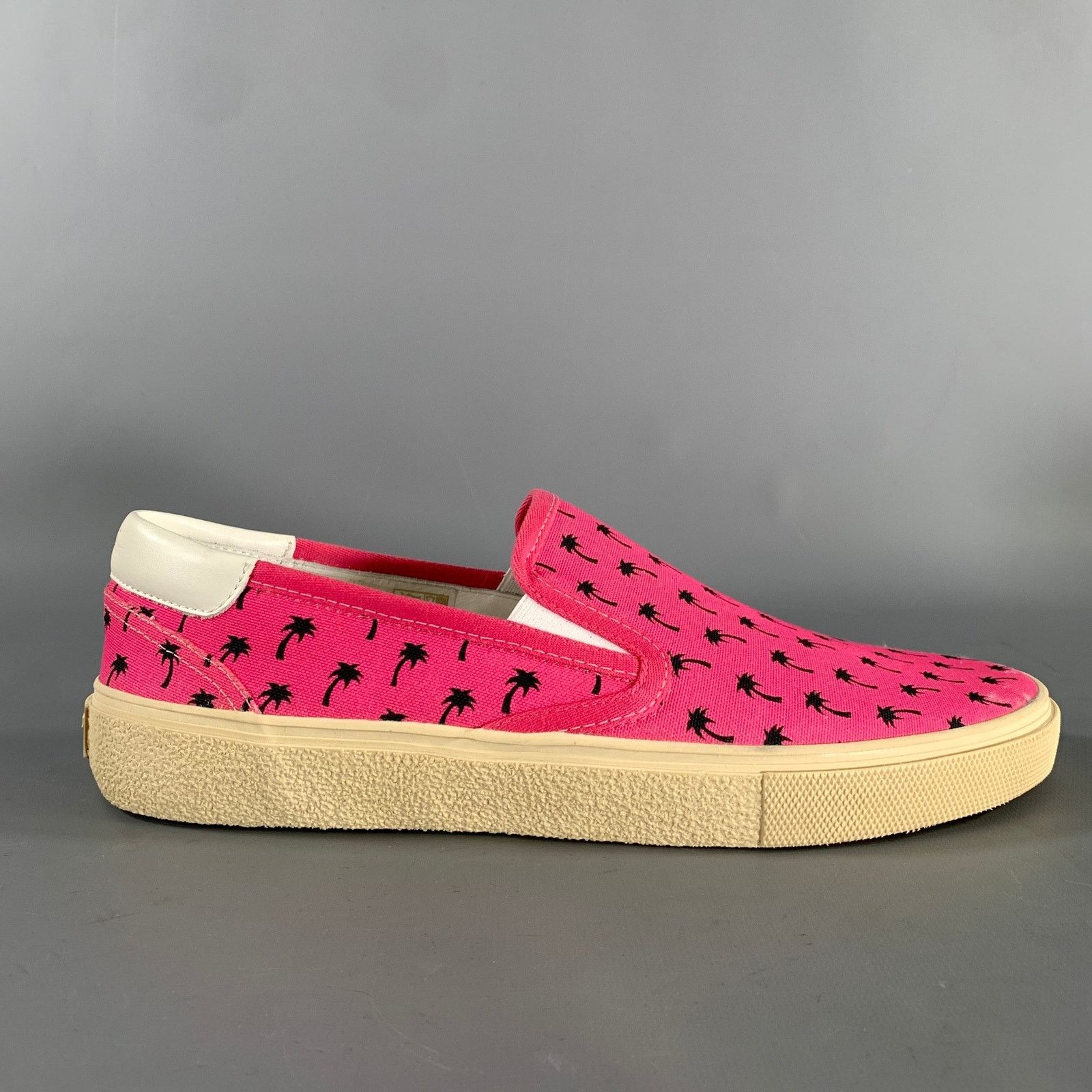 Saint Laurent Paris SAINT LAURENT Pink Black Palms Canvas Slip On Sneakers Size US 9.5 / EU 42-43 - 2 Thumbnail