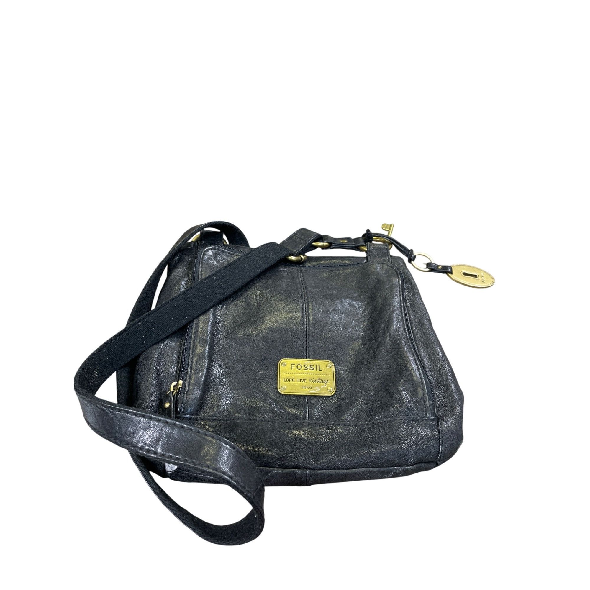 Fossil Fossil Long Live Vintage Womens Black Leather Crossbody Han Size ONE SIZE - 20 Thumbnail
