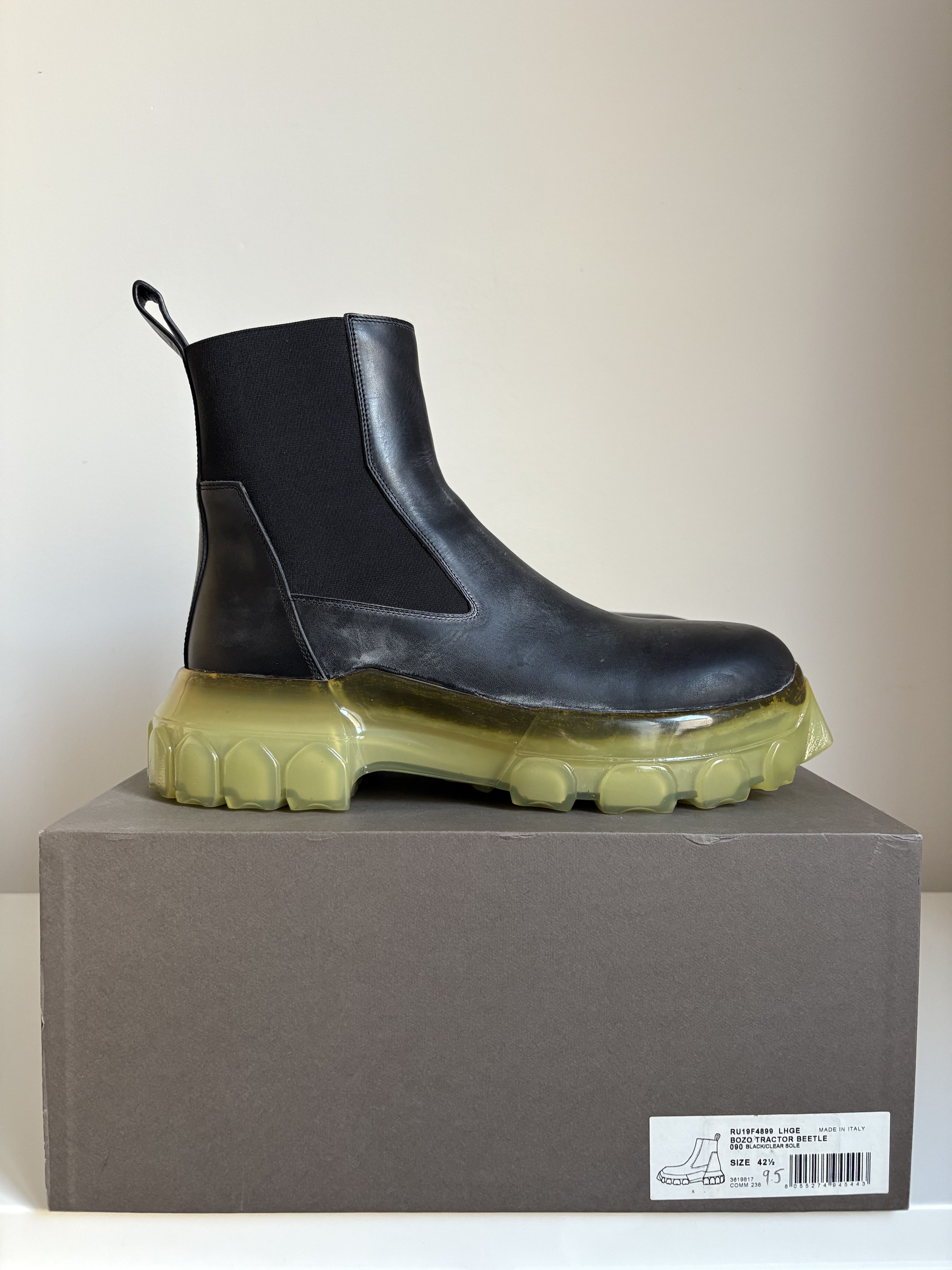 Rick Owens Rick Owens LARRY FW19 Tractor Beetle Black/Clear sole Size US 9.5 / EU 42-43 - 4 Thumbnail