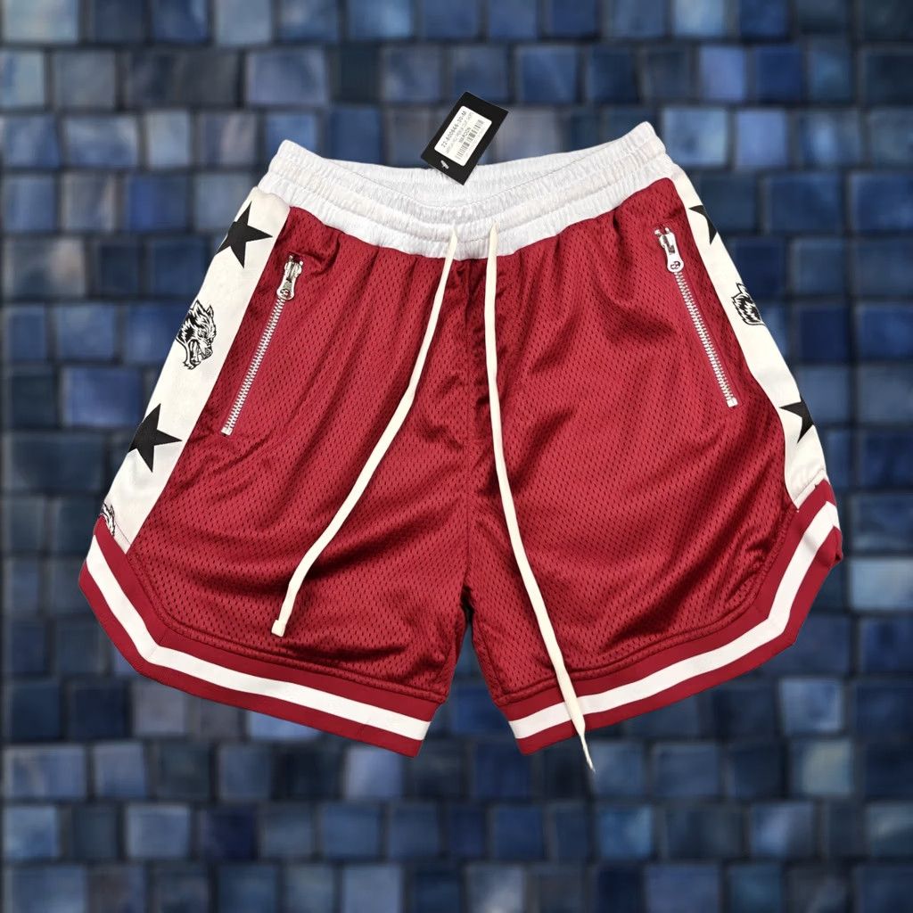 Darc Sport Darc Sport Wolf Basketball Shorts Mens Medium Maroon Zip Pockets New Size US 31 - 1 Thumbnail