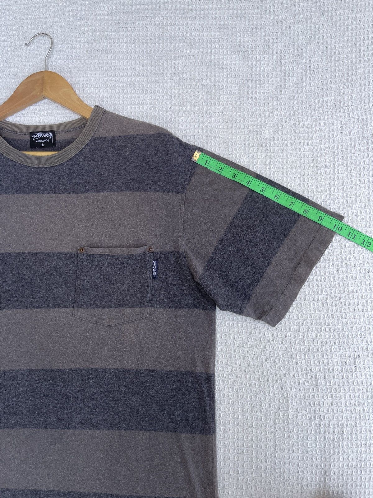Stussy Rarest🔥Vtg90s STUSSY Striped Pocket Single Stitch Tee Size US L / EU 52-54 / 3 - 13 Thumbnail