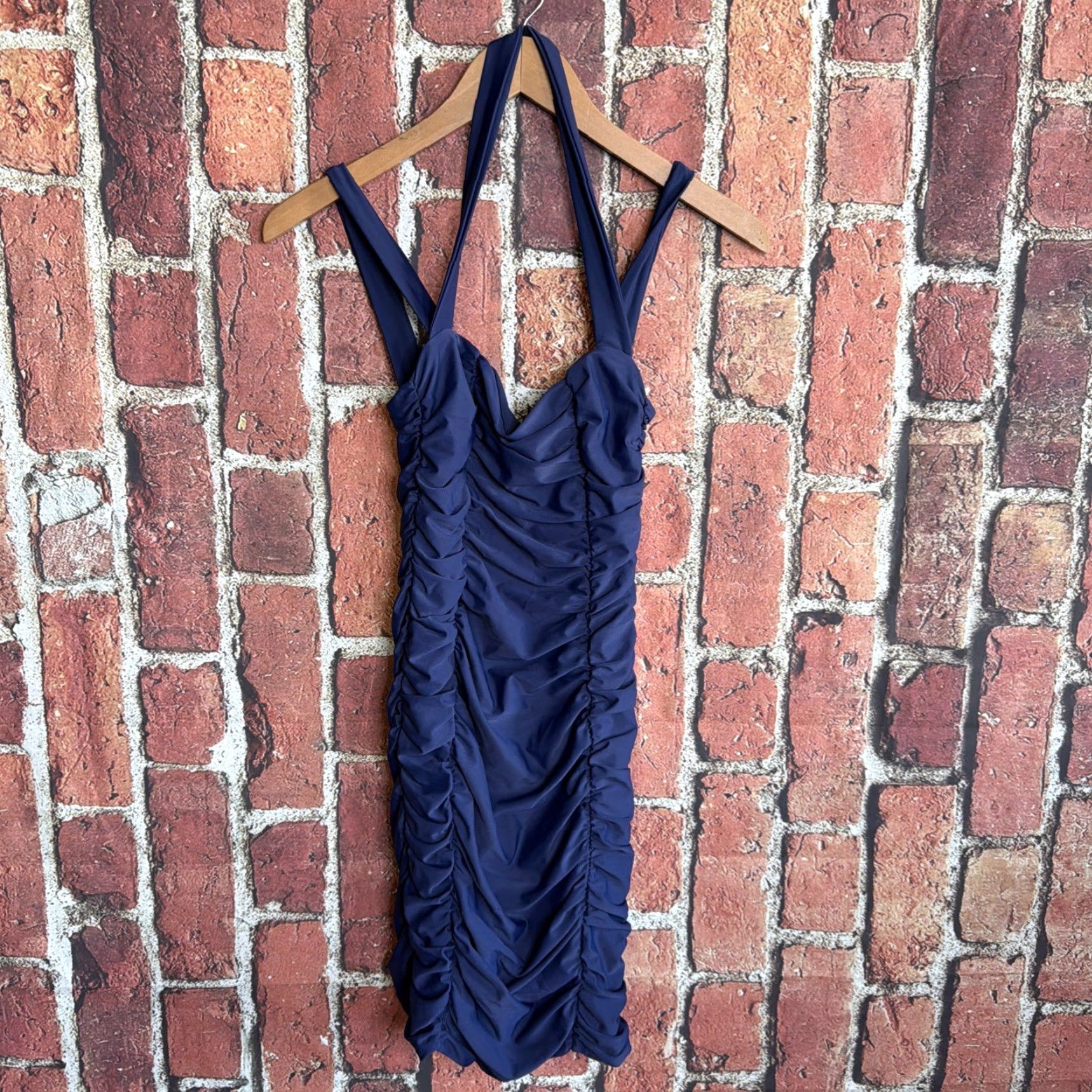 Vintage Tiger Mist Bodycon Navy Blue Mini Dress XS Womens NWT Barbi/Barbie Theme 90s Sleeveless Strap Square Neck Party/Cocktail Short Dress Blue Size XS / US 0-2 / IT 36-38 - 2 Thumbnail