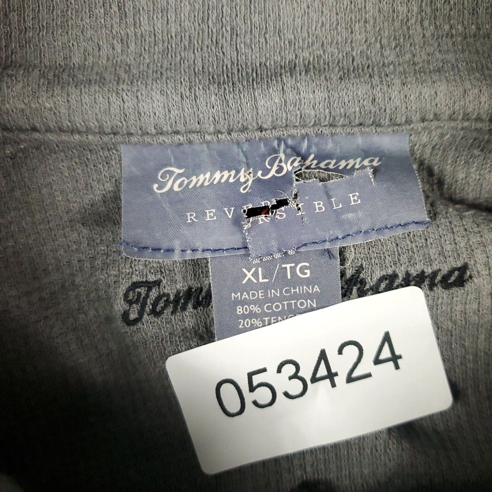 Tommy Bahama Tommy Bahama Mens Gray Quarter Zip Pullover Sweater XL Cotton Blend Size US XL / EU 56 / 4 - 8 Thumbnail