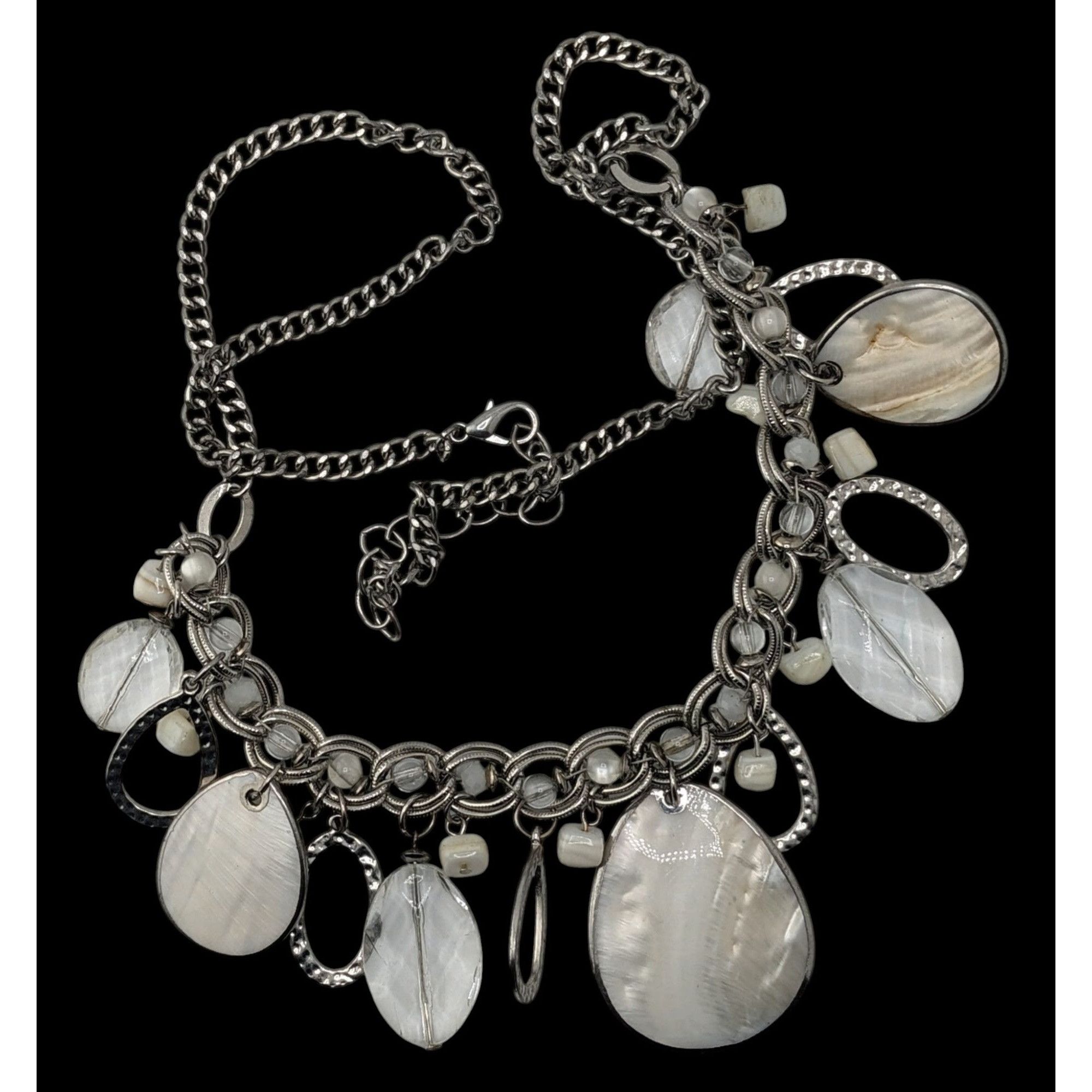 Other Vintage Mermaidcore Mother-Of-Pearl & Clear Glass Charm Neck Size ONE SIZE - 1 Thumbnail