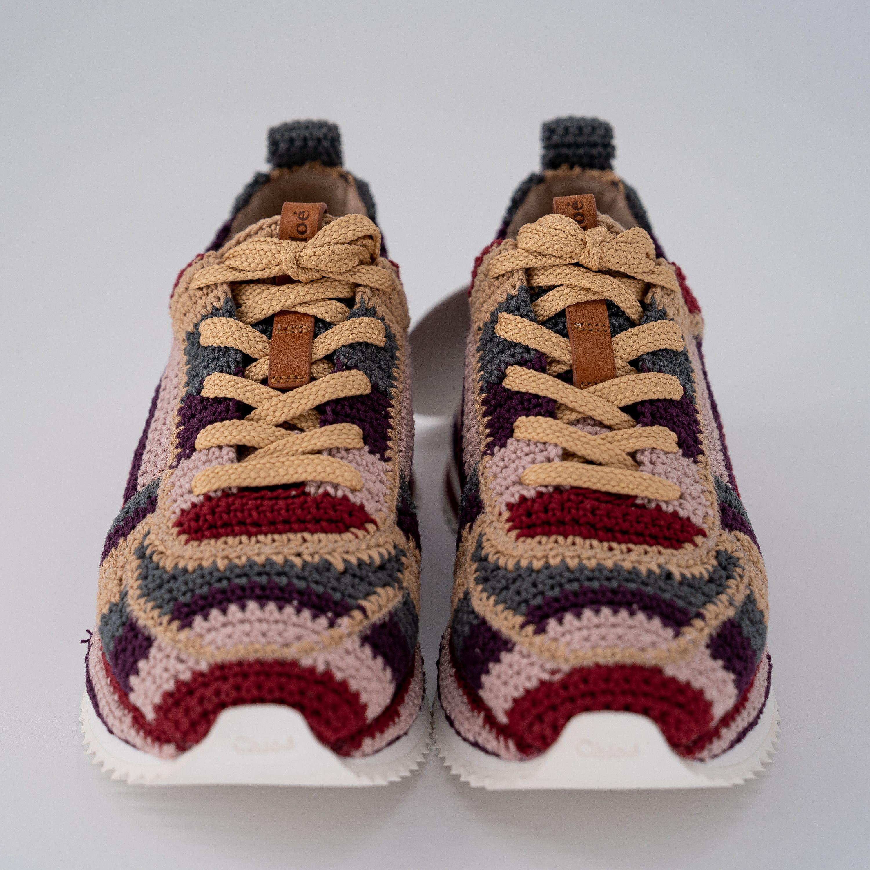 Chloe size US7 EU 37 - Chloe Myha Crocheted Knit Sneakers Burgundy Size US 7 / IT 37 - 3 Thumbnail