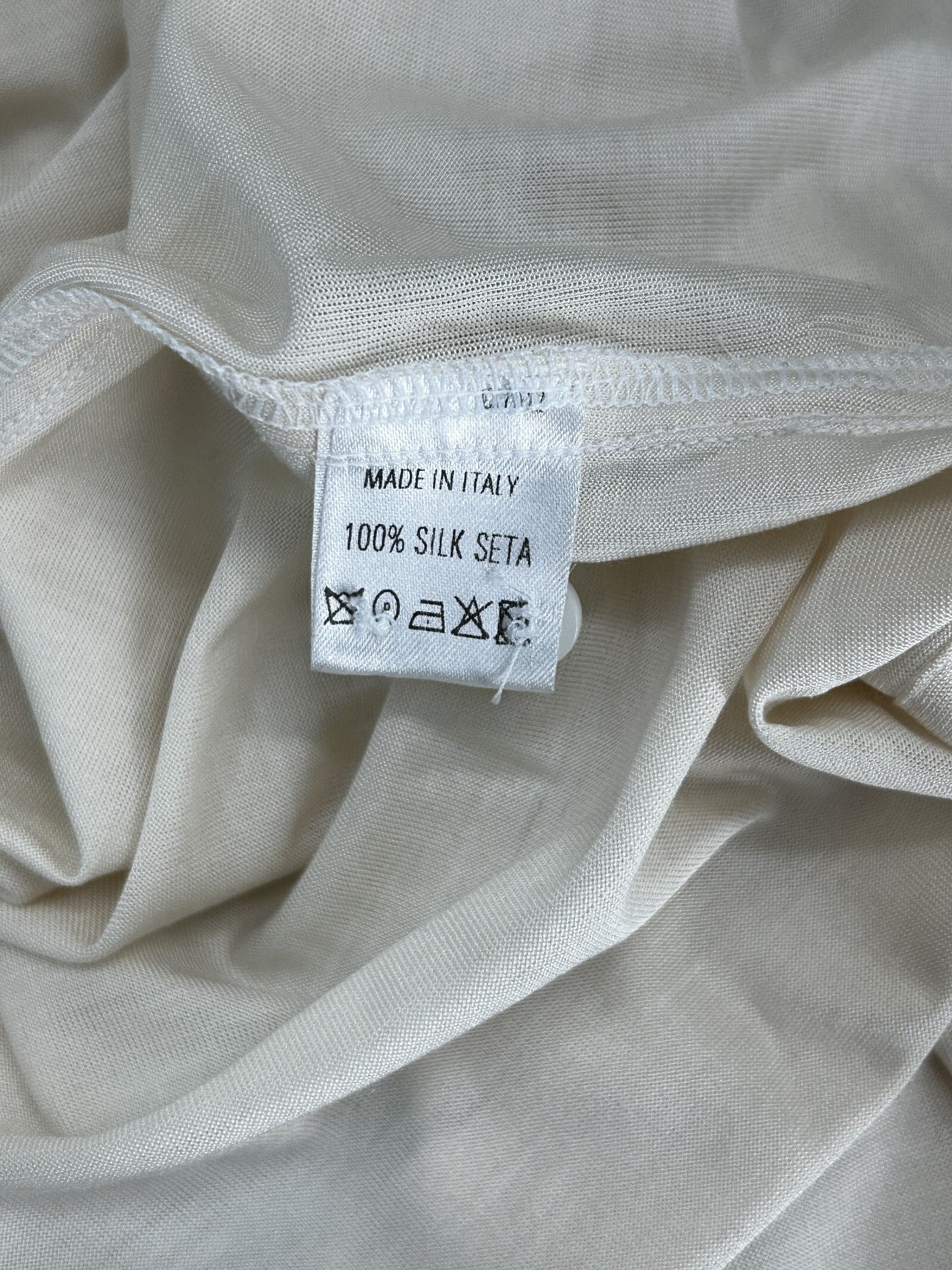 Gucci Gucci Ivory Silk Long Plaquette Polo Style Shirt With Cuffs Size US L / EU 52-54 / 3 - 6 Thumbnail