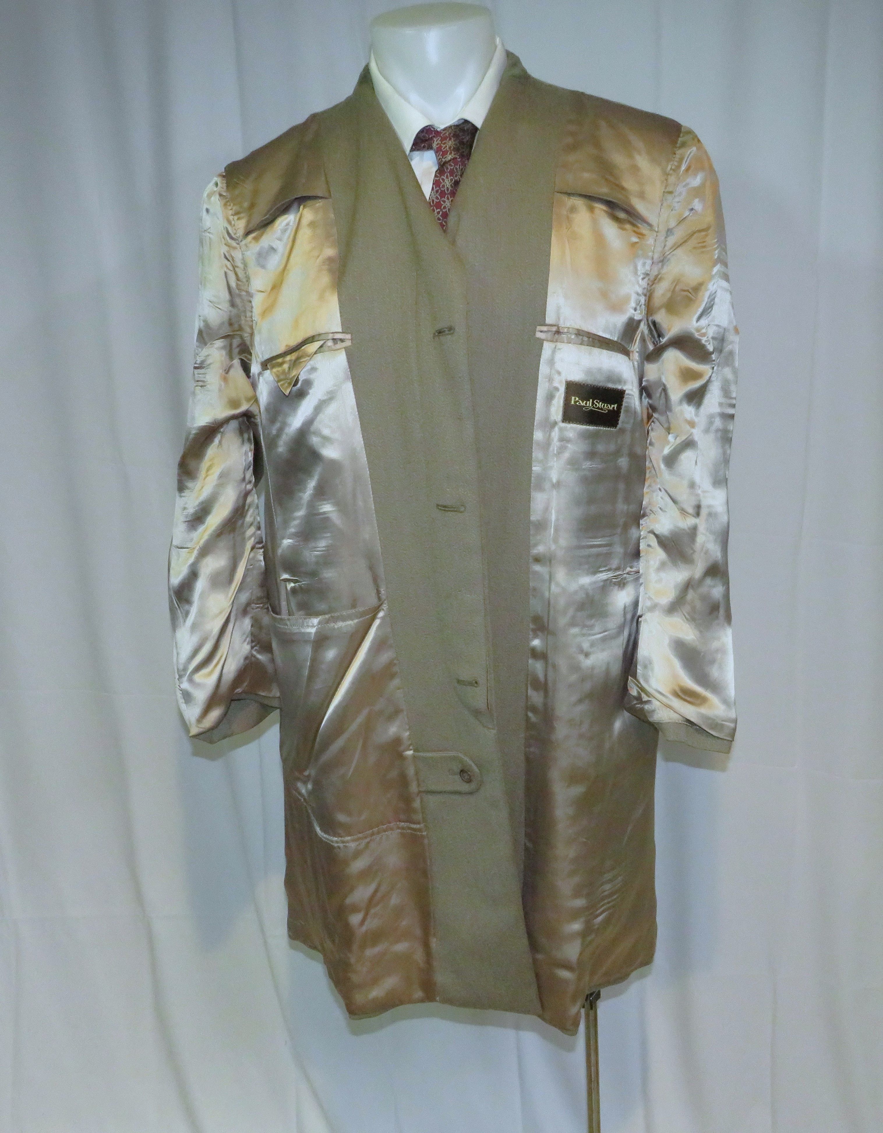 Paul Stuart Taupe Gabardine Velvet Collar Chesterfield 40S Size US M / EU 48-50 / 2 - 10 Thumbnail