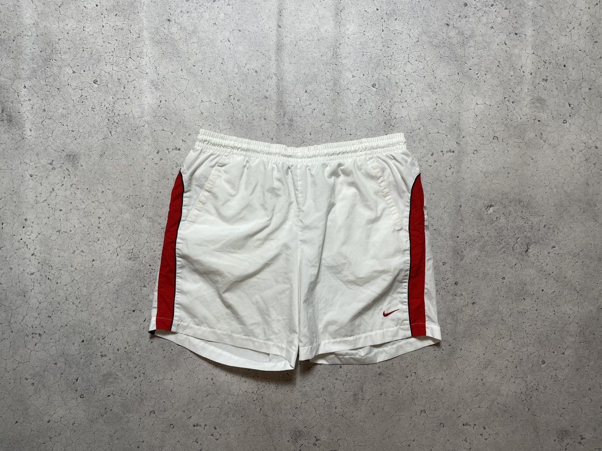 Nike × Vintage Vintage Nylon Nike Swoosh Logo Drill Y2K Shorts White Size US 36 / EU 52 - 1 Thumbnail