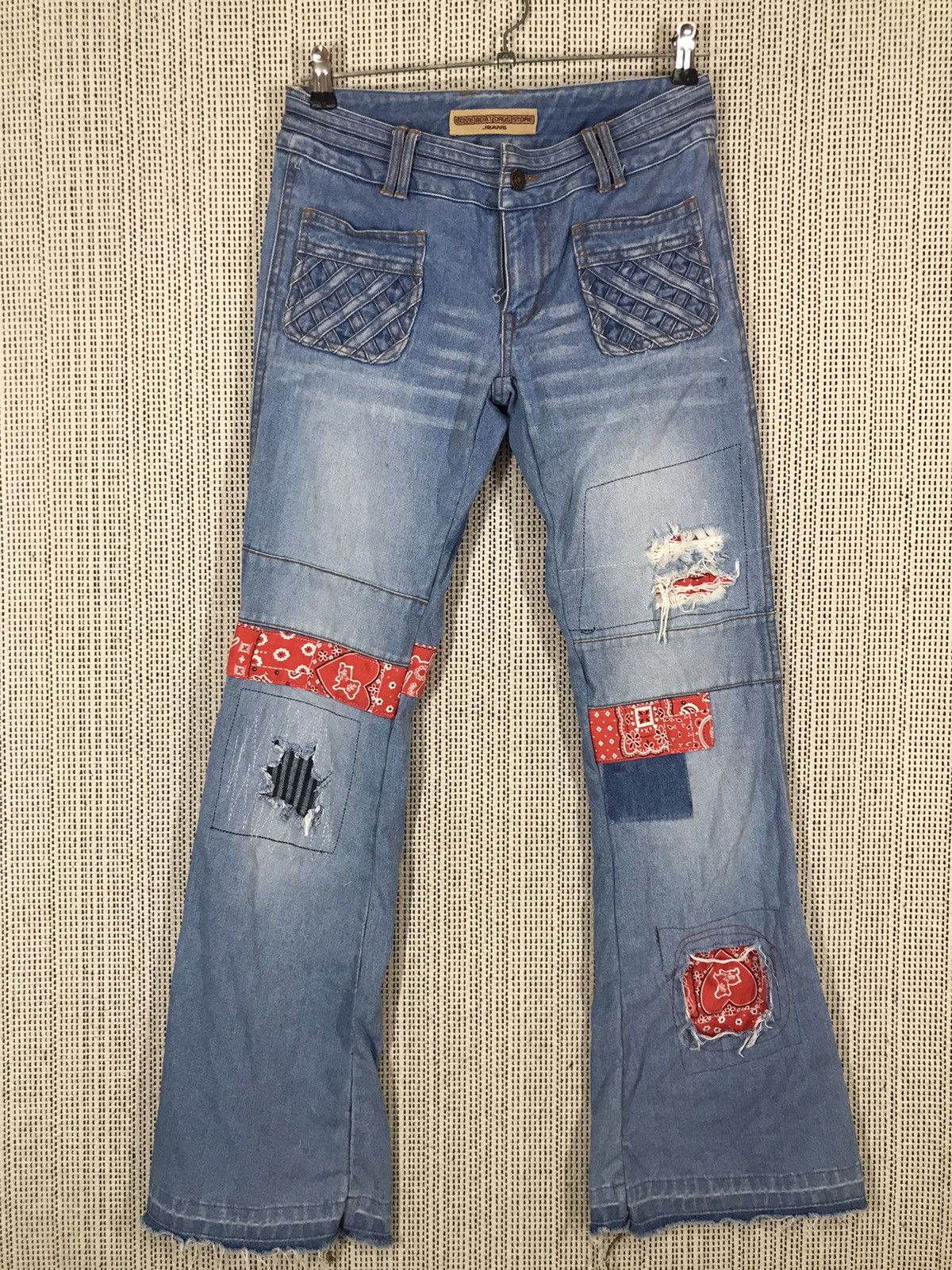 Japanese Brand ‼️JAPANASE BRAND BOOTCUT DENIM CUSTOM BANDANA PATCH‼️ Size US 29 - 2 Thumbnail