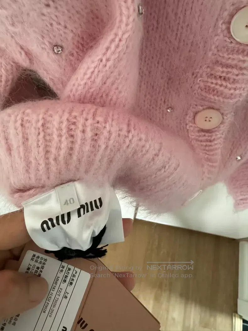 Miu Miu Miu Miu 40 Small diamond pink mohair cardigan Size M / US 6-8 / IT 42-44 - 4 Thumbnail
