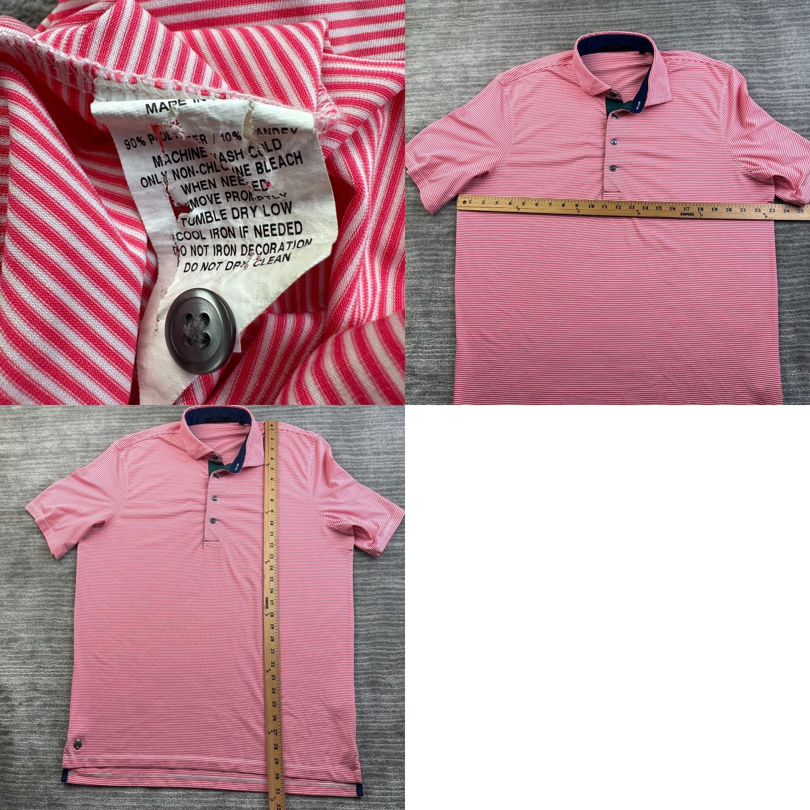 Vintage Greyson Polo Shirt Mens Large Red Striped Performance Stretch Golf Size US L / EU 52-54 / 3 - 8 Thumbnail