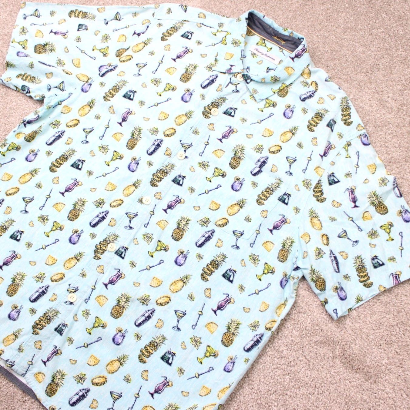 Tommy Bahama Tommy Bahama Shirt Mens Large Blue Cocktails All Over Print Surf Villa S/S Size US L / EU 52-54 / 3 - 3 Thumbnail