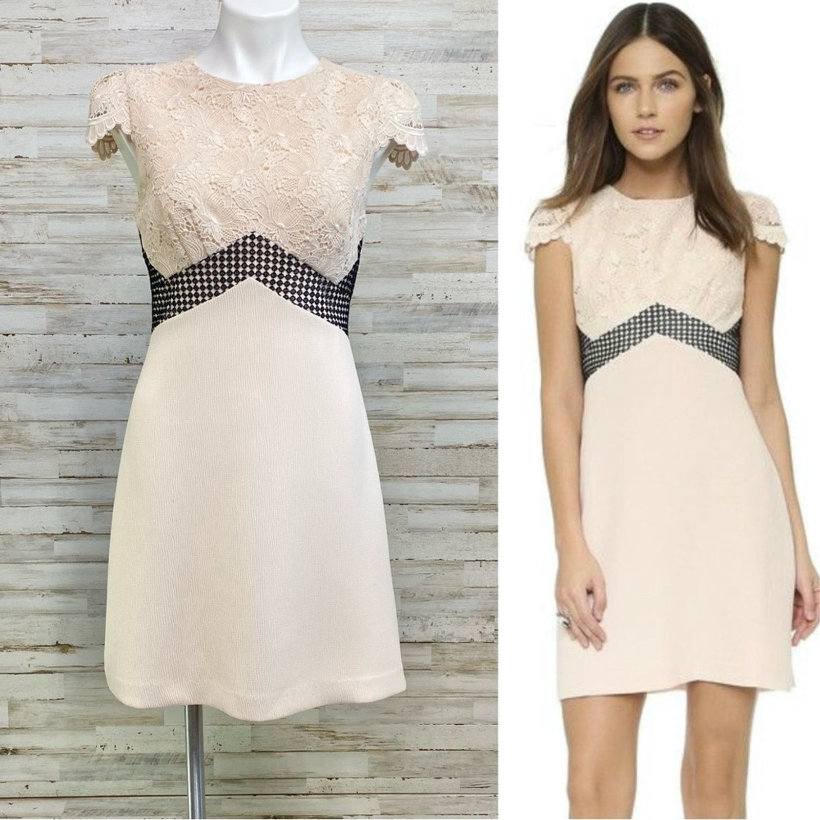 Club Monaco Club Monaco Zulandah Lace Crochet Dress Size 4 Cream Black Size S / US 4 / IT 40 - 1 Thumbnail