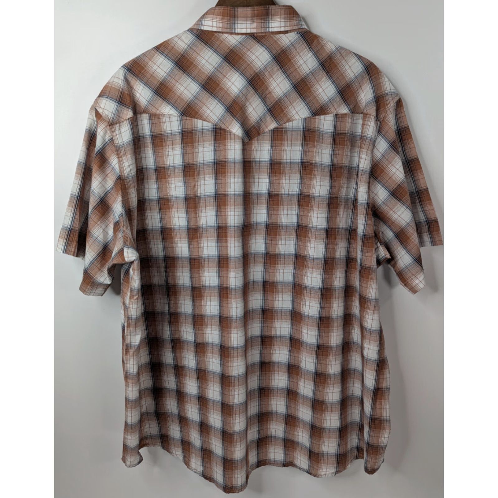 Wrangler Wrangler Western Shirt Men's 3XL Brown White Plaid Pearl Snaps Cowboy Rodeo Size US XXL / EU 58 / 5 - 2 Thumbnail
