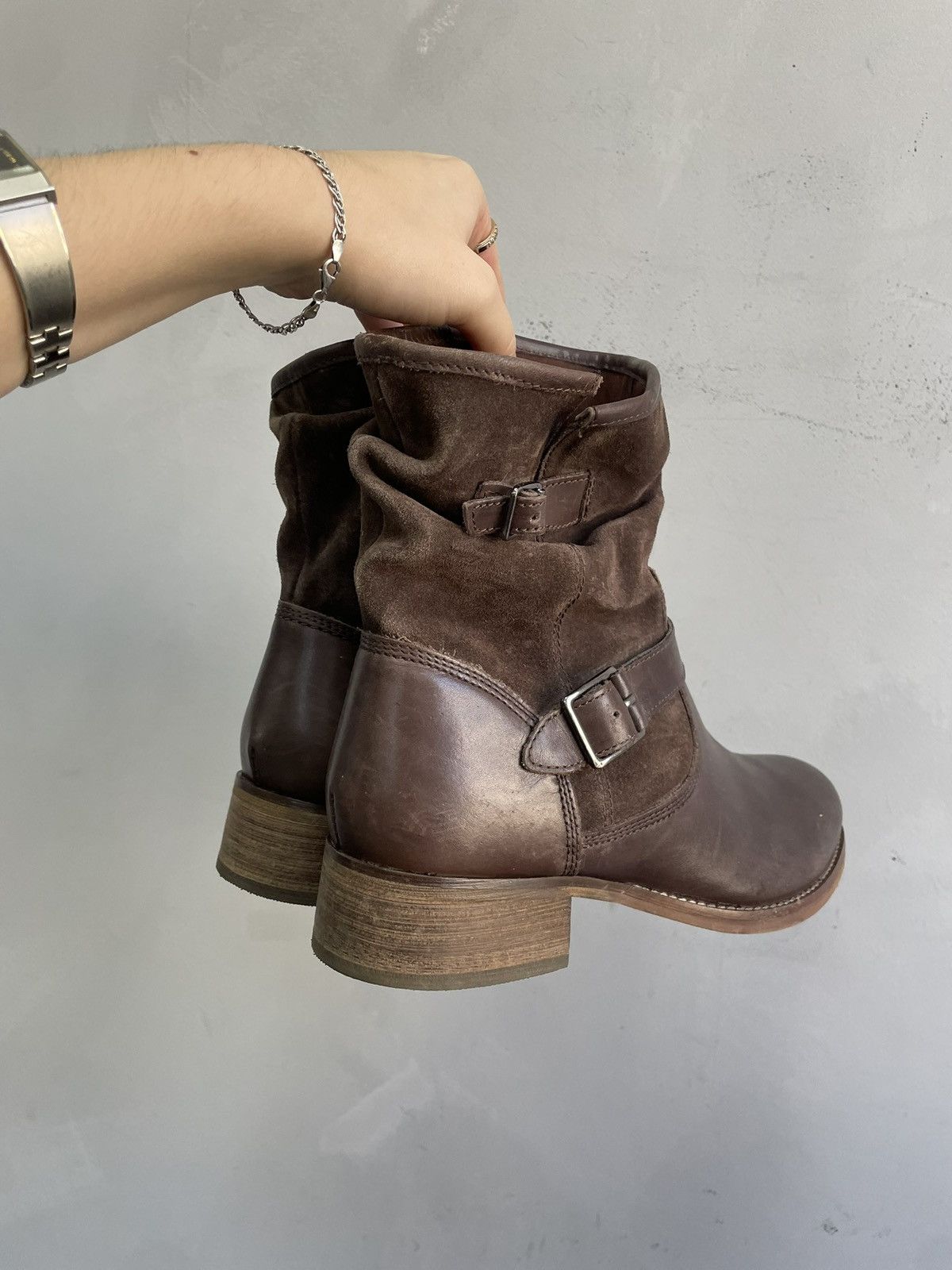14th Addiction Rare engineered brown suede leather boots western y2k style Size US 8.5 / EU 41-42 - 3 Thumbnail