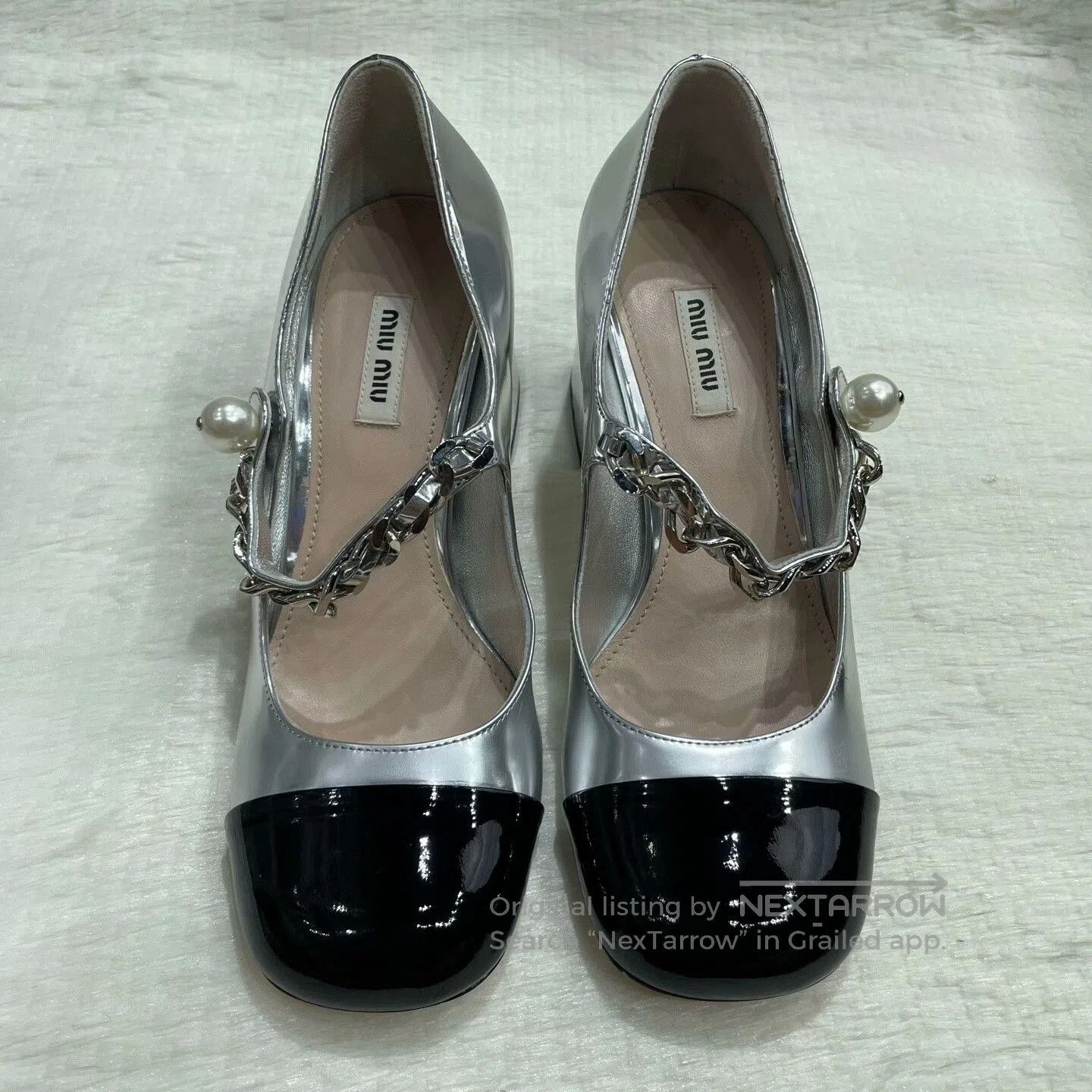 Miu Miu MIU MIU Metallic Block Heel High Heels. Size US 7 / IT 37 - 2 Thumbnail