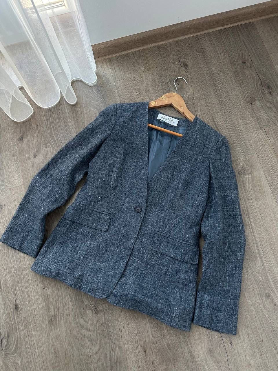 Max Mara × Vintage Vintage Max Mara Blue W’s Blazer Jacket Size M / US 6-8 / IT 42-44 - 11 Thumbnail