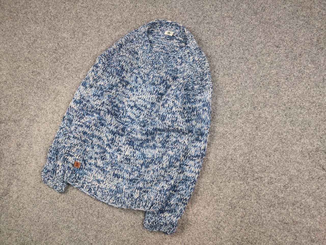 Designer Pachamama Design Handmade Knit Wool Blue Pullover Sweater Size US L / EU 52-54 / 3 - 3 Thumbnail