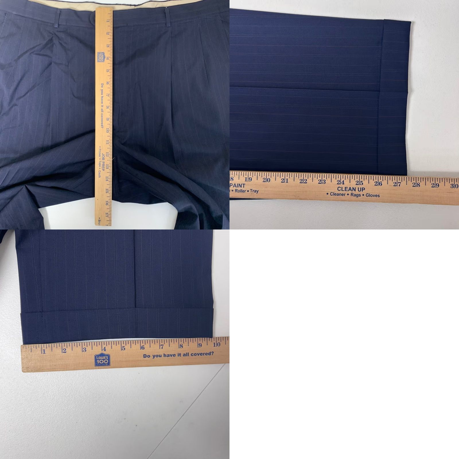 Vintage VINTAGE Hickey Freeman Suit Mens 48R 40x28 Navy Blue Pinstripe 2-Button Pleated Cuffed Size 48R - 11 Thumbnail