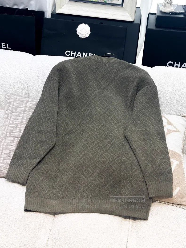 Fendi Fendi Vintage Green Embossed Double F Logo Knit Cardigan Size XS / US 0-2 / IT 36-38 - 3 Thumbnail