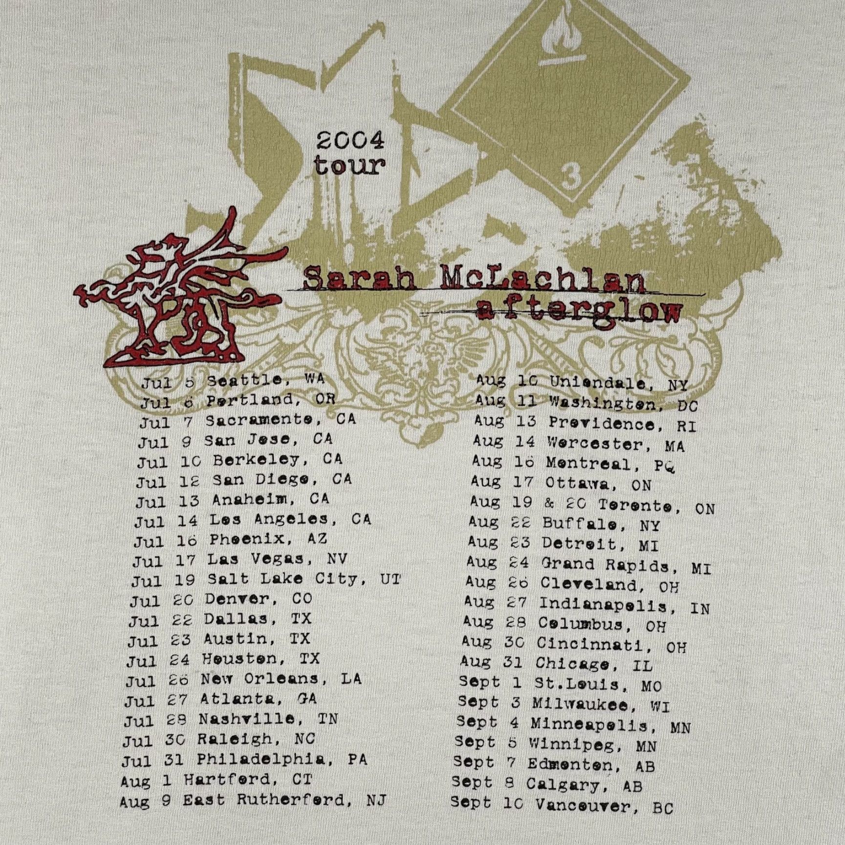 Vintage VINTAGE Sarah McLachlan Shirt Mens Large White Afterglow 2004 Tour Graphic Tee Size US L / EU 52-54 / 3 - 4 Thumbnail