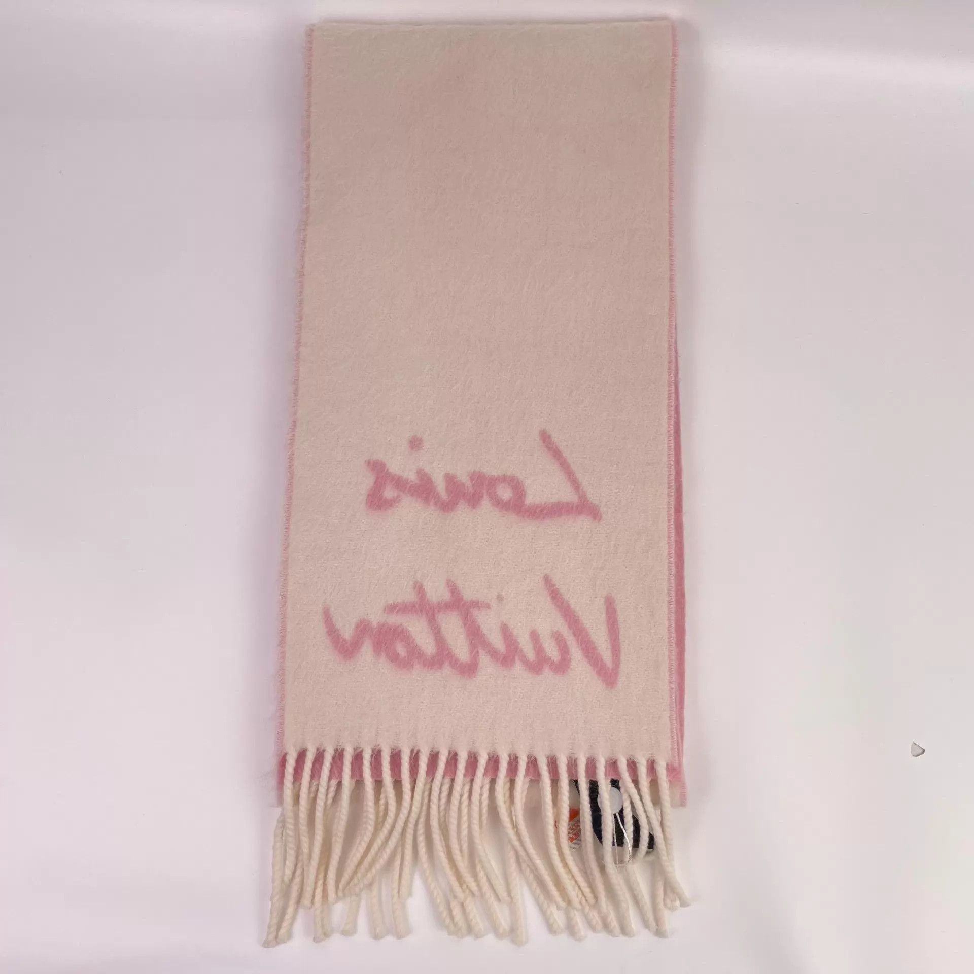 Louis Vuitton LV Cashmere Scarf 200x25 Pink & White Size ONE SIZE - 4 Thumbnail
