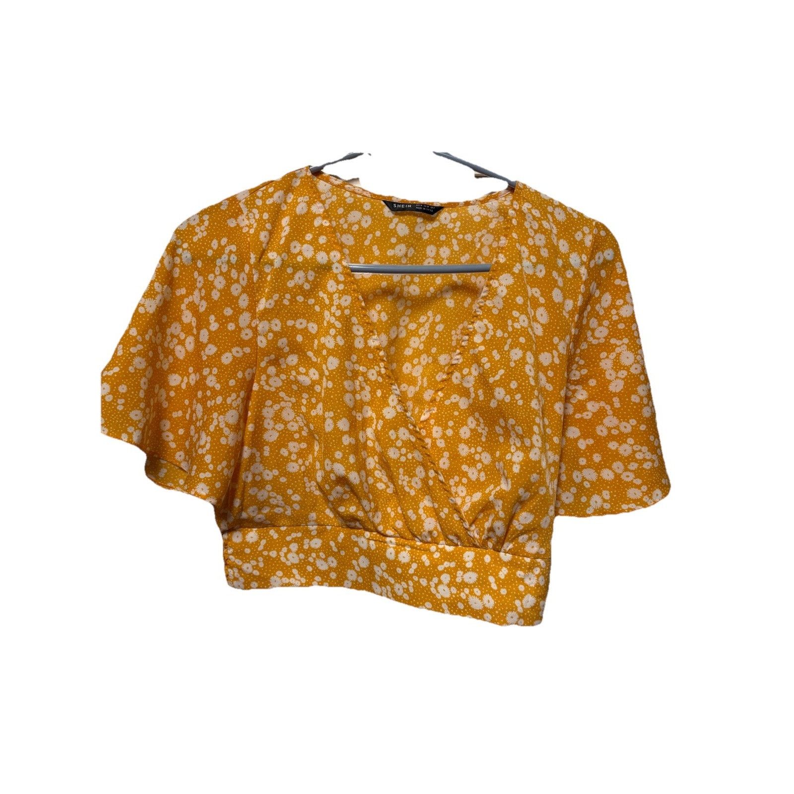 Shein Shein Women’s Yellow flower Crop Top Blouse size medium Size M / US 6-8 / IT 42-44 - 1 Thumbnail