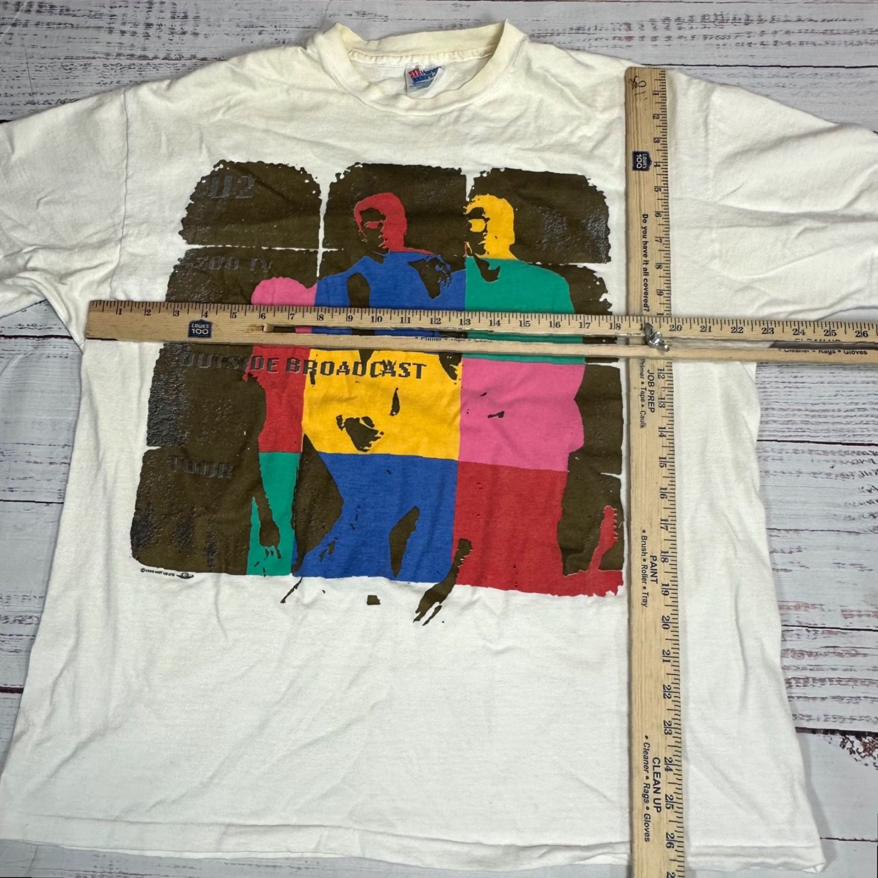 Hanes VINTAGE U2 Zoo TV Band Tour T-Shirt XL White Double-Sided 1992 Hanes Mens XL White Tee Shirt Size US XL / EU 56 / 4 - 2 Thumbnail