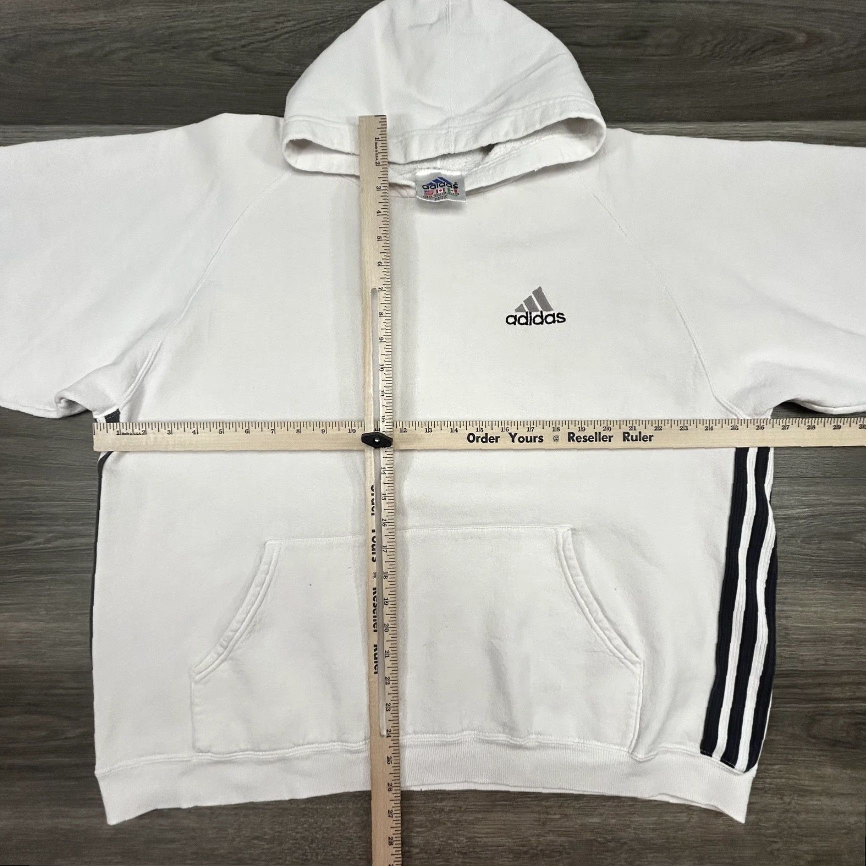 Adidas VINTAGE adidas Hoodie Mens XL White 3-Stripes Sweatshirt Pullover Size US XL / EU 56 / 4 - 7 Thumbnail
