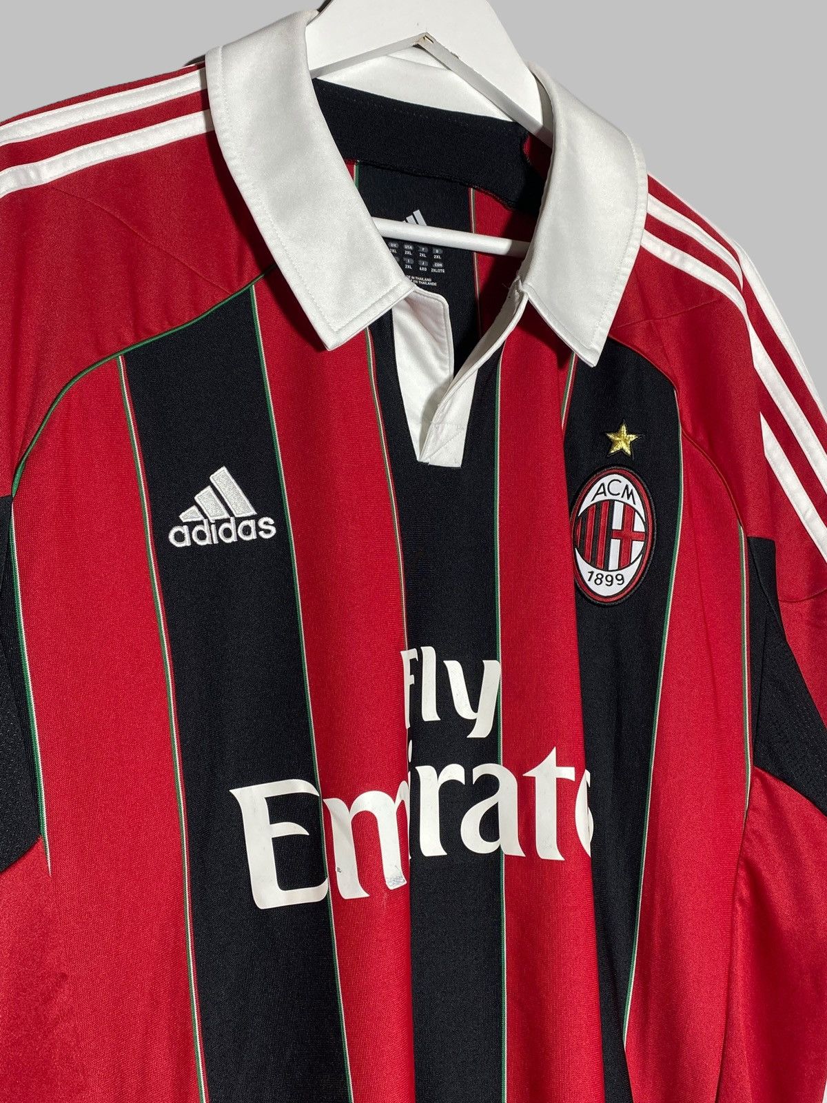 Adidas Adidas AC Milan 2012/13 Home Football Shirt Fly Emirates Size US XXL / EU 58 / 5 - 3 Thumbnail