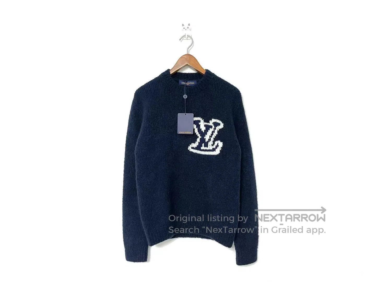 Louis Vuitton Blue Knit Sweater with Logo - Size L. Size US L / EU 52-54 / 3 - 1 Thumbnail