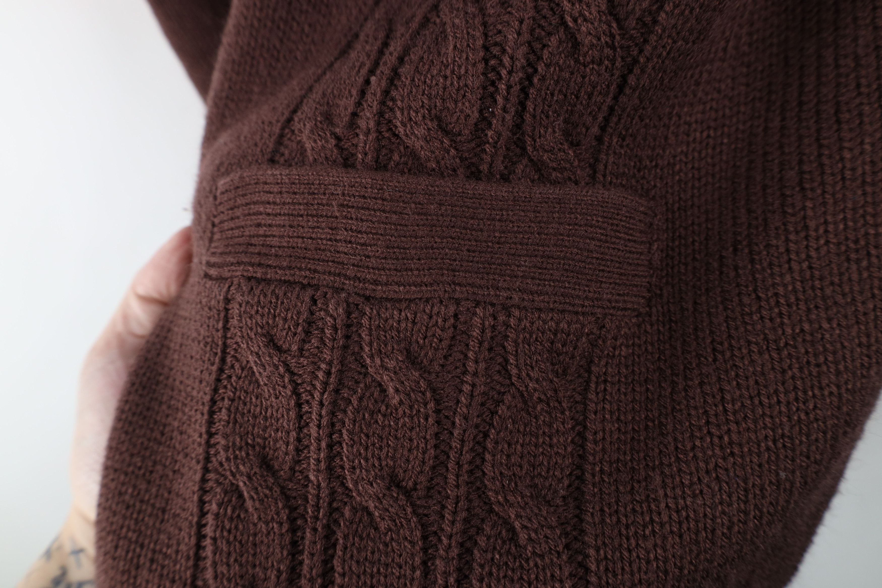 Vintage Vintage 90s Streetwear Cable Knit Cardigan Sweater Brown Size L / US 10 / IT 46 - 6 Thumbnail