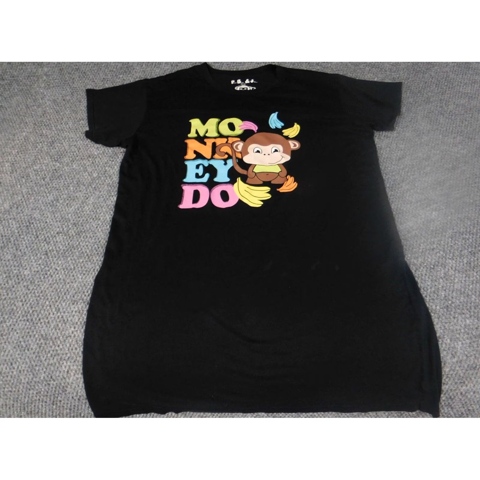 Vintage PB&J Womens Shirt 1X Black T-Shirt Crew Neck Short Sleeve Pullover Cotton Polyester Plus Size Love Graphic Casual 1X Womens Mens Girls Size XL / US 12-14 / IT 48-50 - 2 Thumbnail