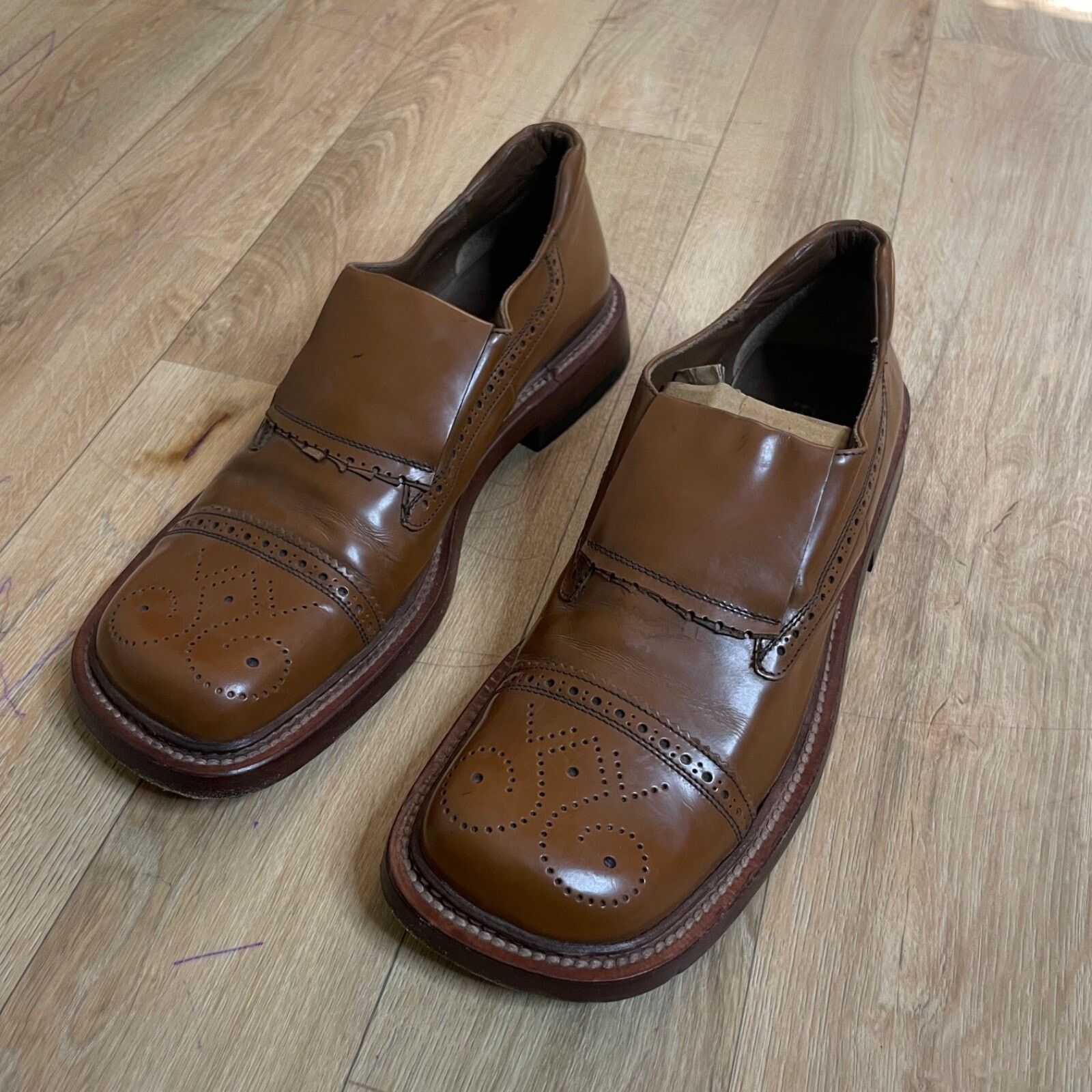 Prada VINTAGE Prada Womens SHOES LOAFER PATENT LEATHER Y2K BROWN Size US 9.5 / IT 39.5 - 1 Thumbnail