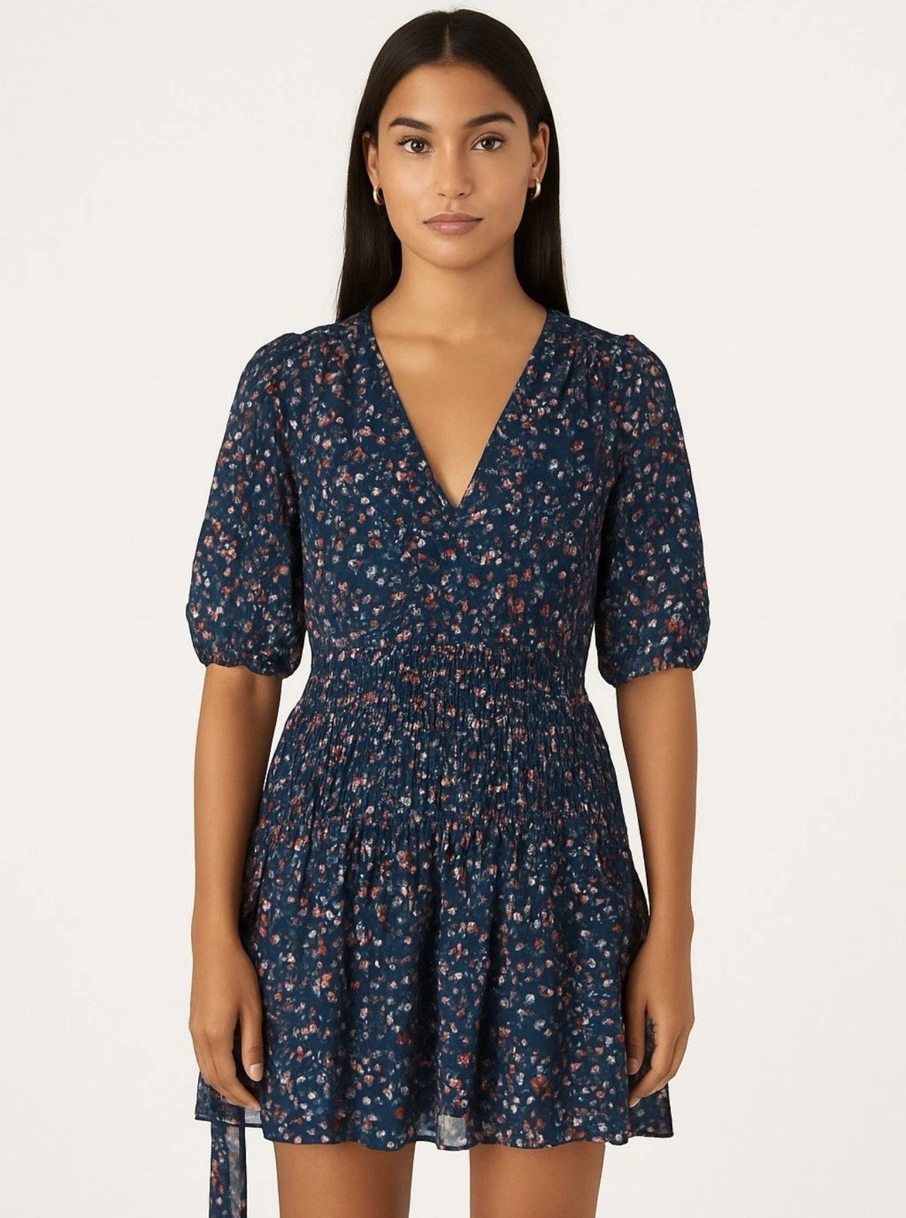 Ted Baker Ted Baker Mini Dress Womens Navy Casadee Smock Panel Wrap Size XS / US 0-2 / IT 36-38 - 1 Thumbnail