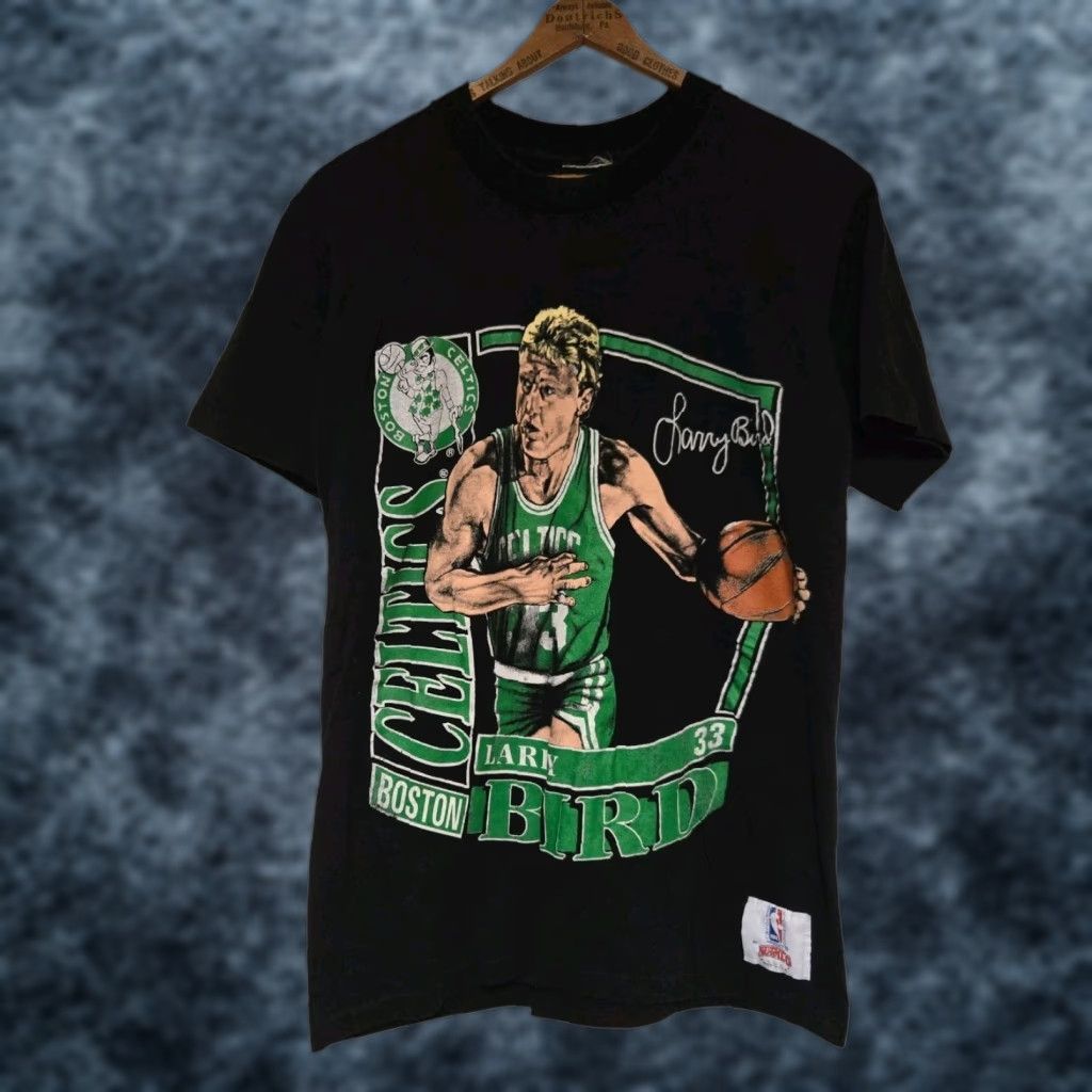 Nutmeg VINTAGE Nutmeg Boston Celtics Larry Bird Rap Tee Mens M Black 90s Single Stitch Hip Hop Mens Size US M / EU 48-50 / 2 - 1 Thumbnail