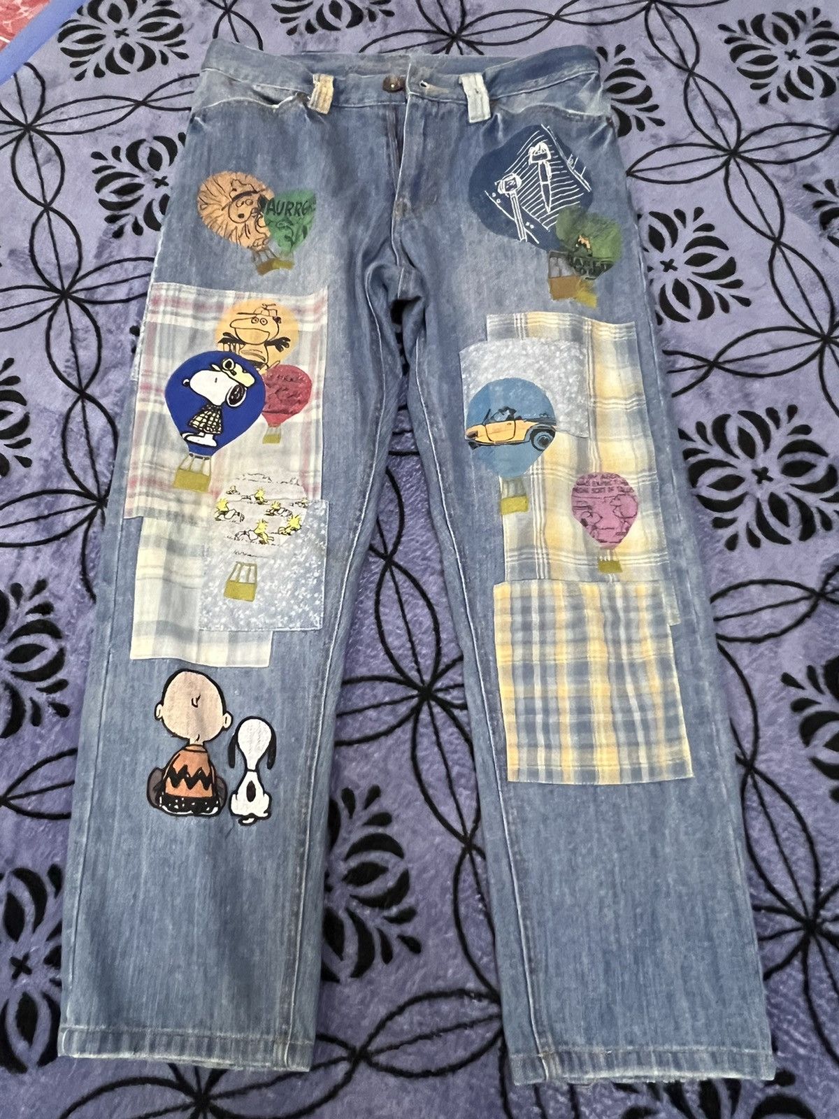 Peanuts × Vintage Peanuts Patchwork Jeans Size 30" / US 8 / IT 44 - 1 Thumbnail