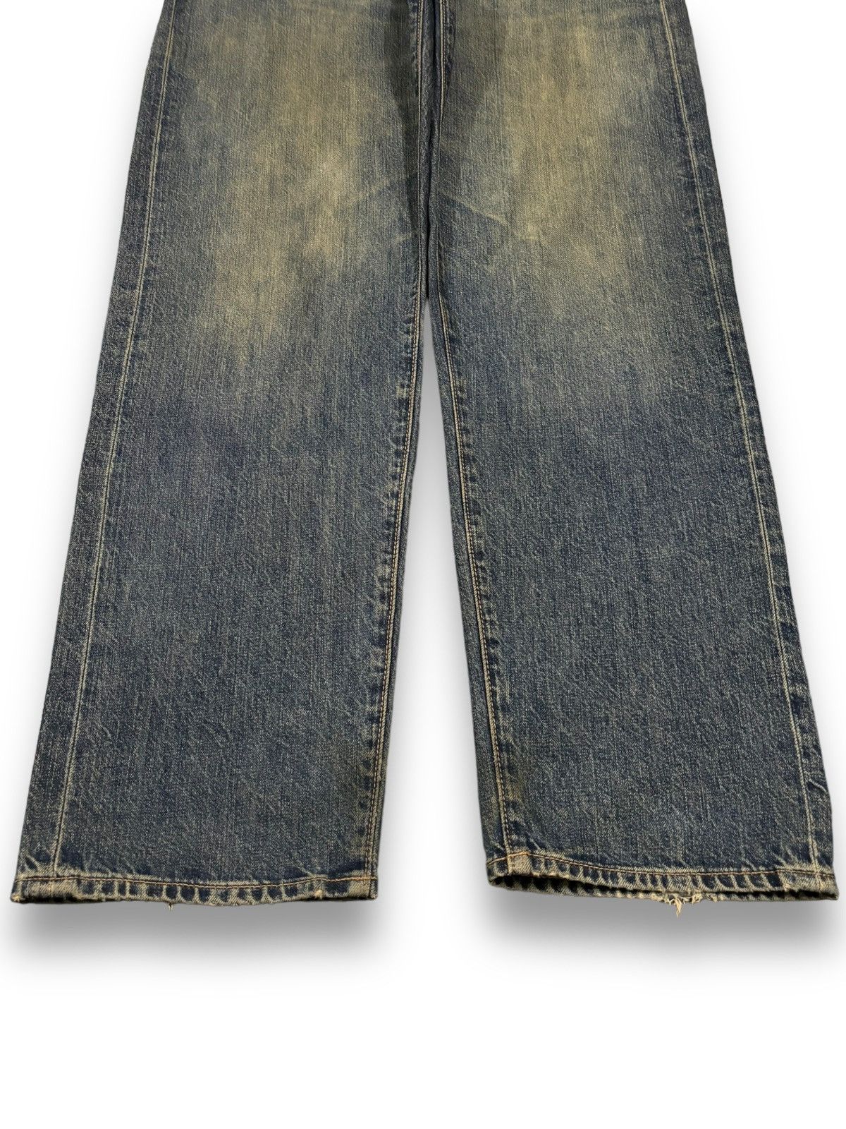GU × Undercover Vintage Japanese Brand GU Dark Mud Wash Loose Ripped Jeans Size US 33 - 7 Thumbnail