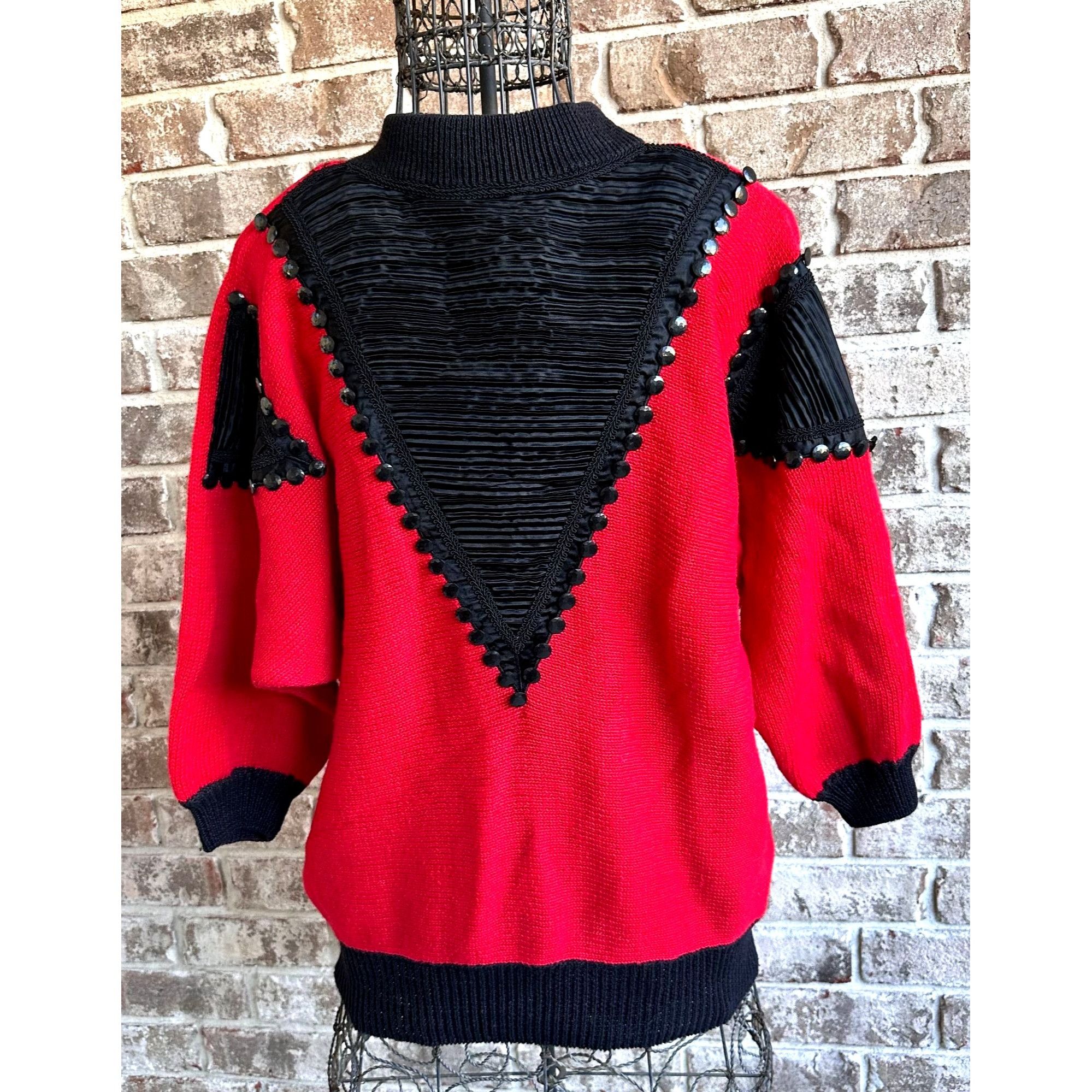 Vintage Vintage 80s Bonnie Bill by Holly Medium Sweater Red Black Size M / US 6-8 / IT 42-44 - 1 Thumbnail