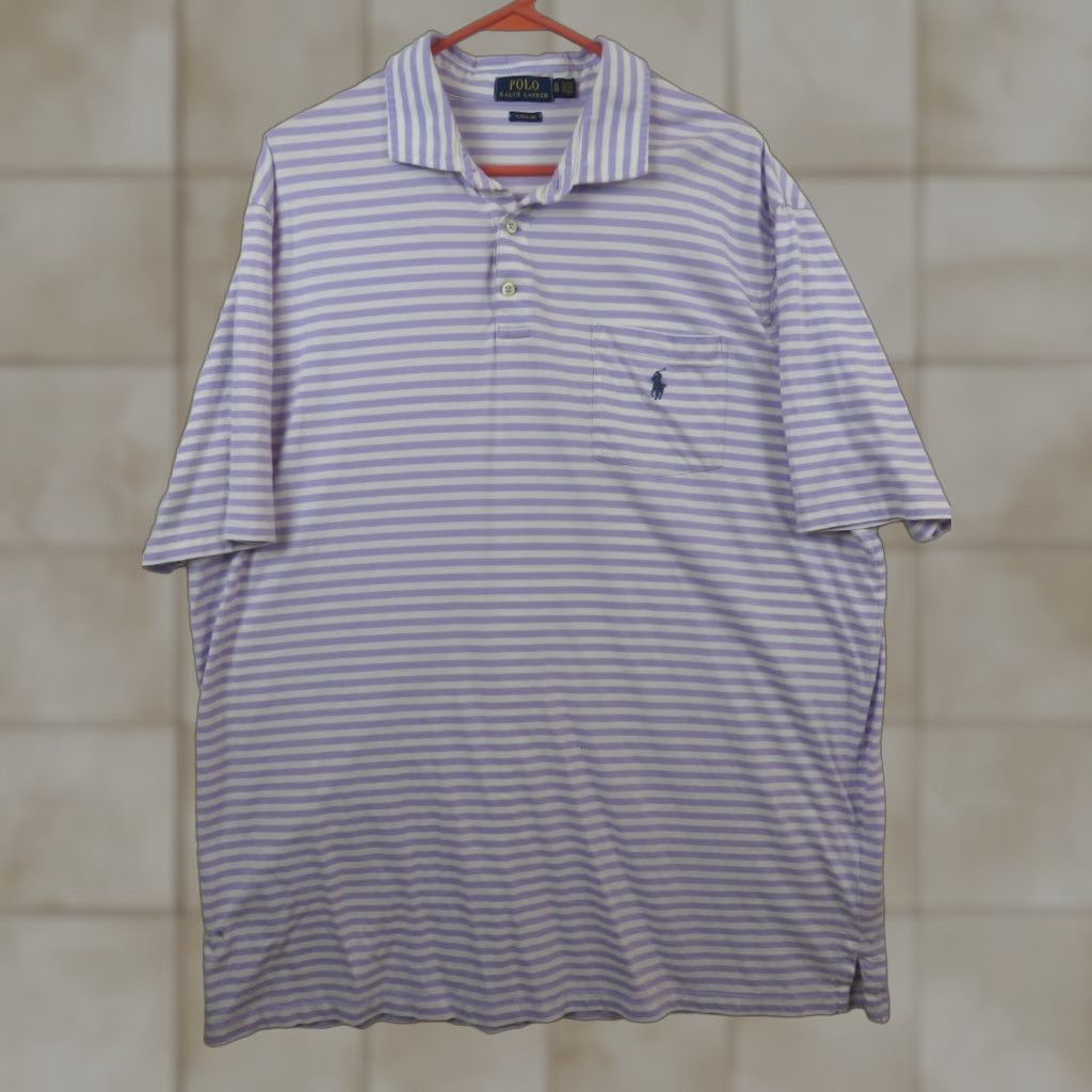 Polo Ralph Lauren Polo Ralph Lauren Shirt Mens XL Short Sleeve Golf Classic Purple Stripe Pony Regular Size Classic Fit Polo Shirt Mens XL Purple Stripe Pony Size US XL / EU 56 / 4 - 1 Thumbnail