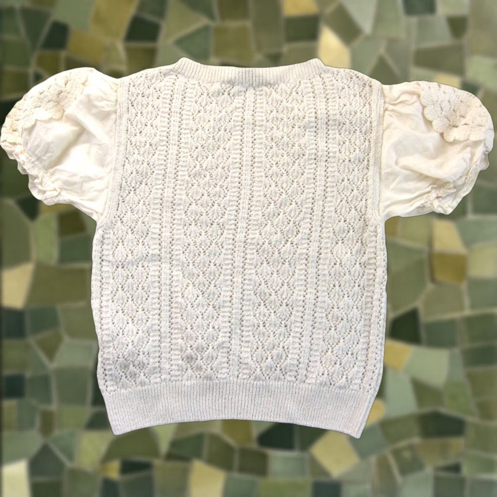 Zara ZARA Ivory Knit Crochet Cotton Short Sleeve Blouse Women Small Size S / US 4 / IT 40 - 1 Thumbnail