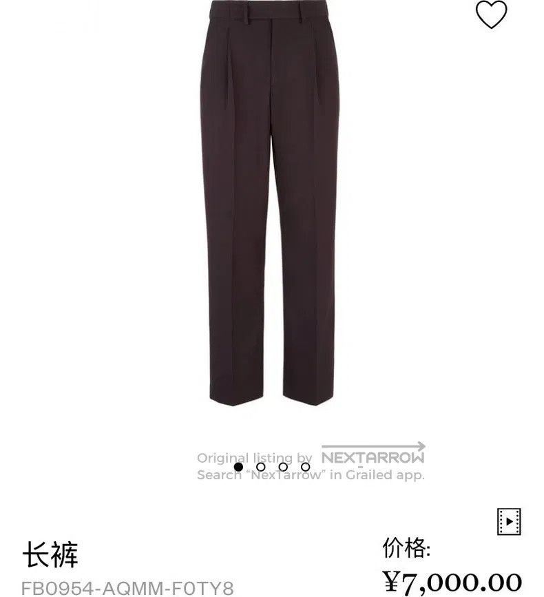 Fendi Fendi Men's Business Casual Long Pants, Dark Brown, with a Size US 32 / EU 48 - 9 Thumbnail