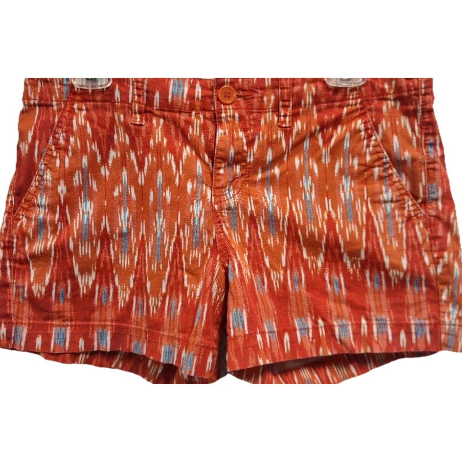 Calvin Klein Calvin Klein Jeans Chino Shorts Women’s Size 6 Orange Ikat Print Tribal Boho Size 28" / US 6 / IT 42 - 2 Thumbnail